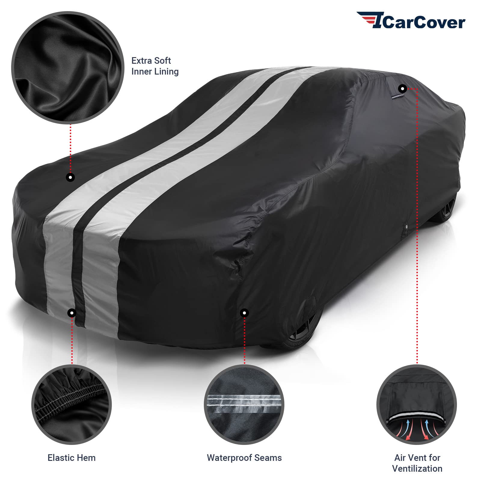 Icarcover Custom Car Cover For 1974-1978 Ford Mustang Waterproof All Weather Rain Snow Uv Sun Protector Full Exterior Indoor Out