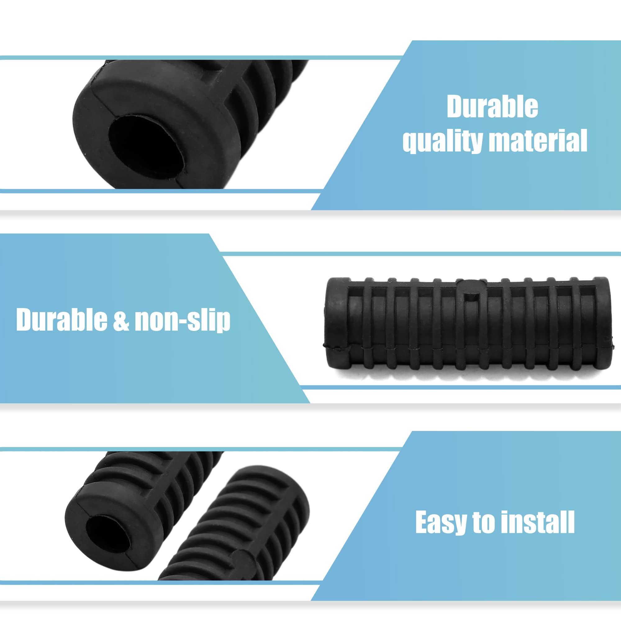 Uxcell 1 Pair 15Mm Rubber Nonslip Footrest Pedal Foot Peg Cover Shell Black For Motorcycle