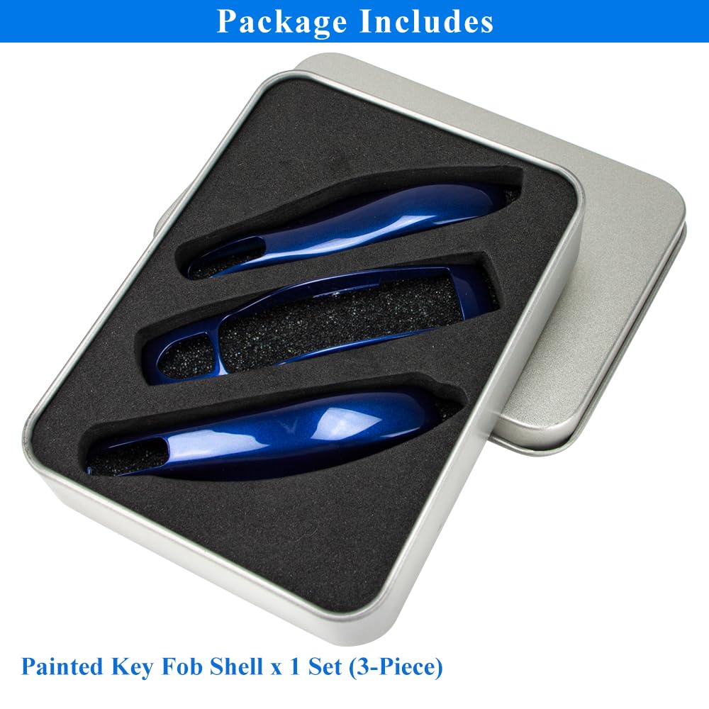 Aerobon 3-Piece Painted Key Cover Key Fob Shell Compatible With Porsche Key Shell Replacement (Mk1, Gentian Blue)