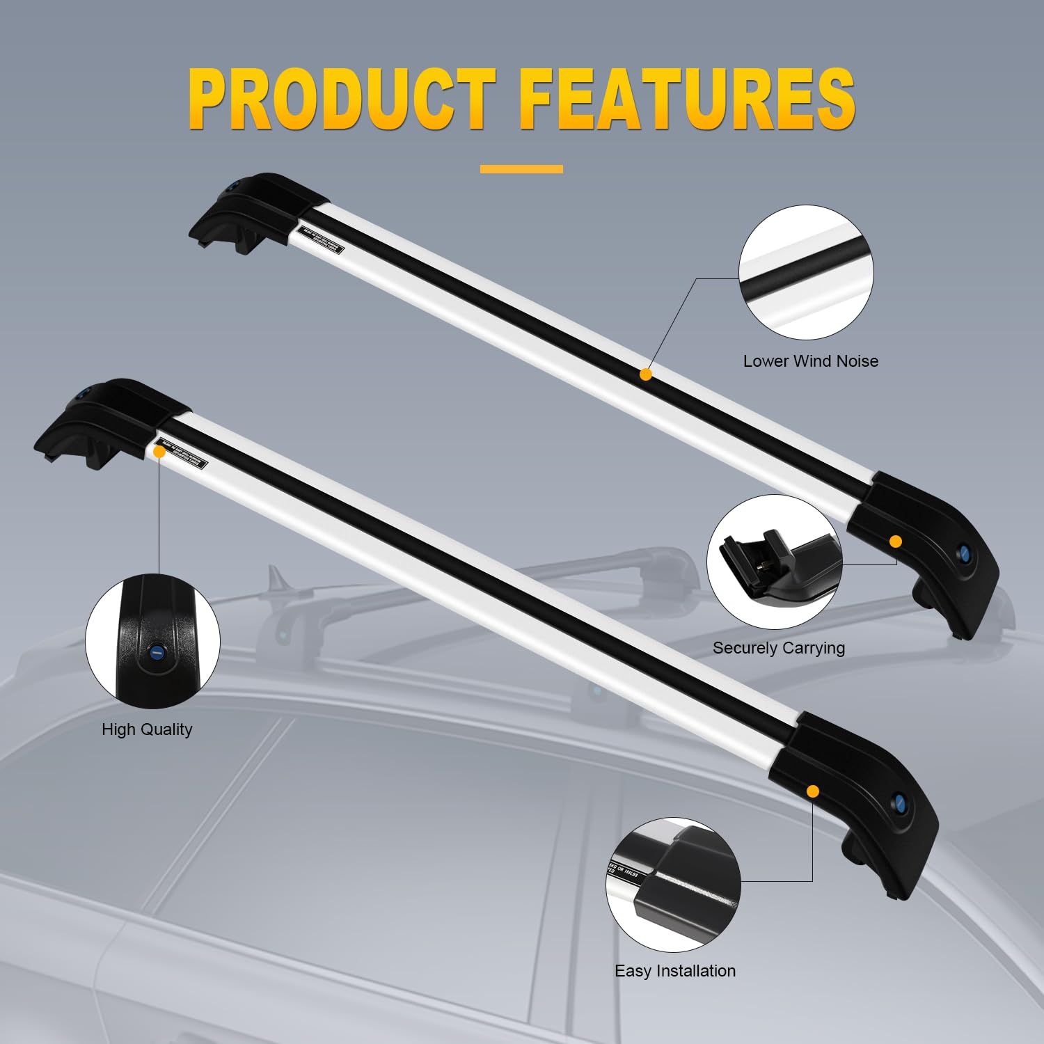 OCPTY Roof Rack Cross Bars Fit for Hyundai Santa Fe 2013 2014 2015 2016 2017 Cargo Bars for Cargo Carrier Bag Luggage Kayak Canoe Bike Snowboard Skiboard,Fits Side Rails Models ONLY