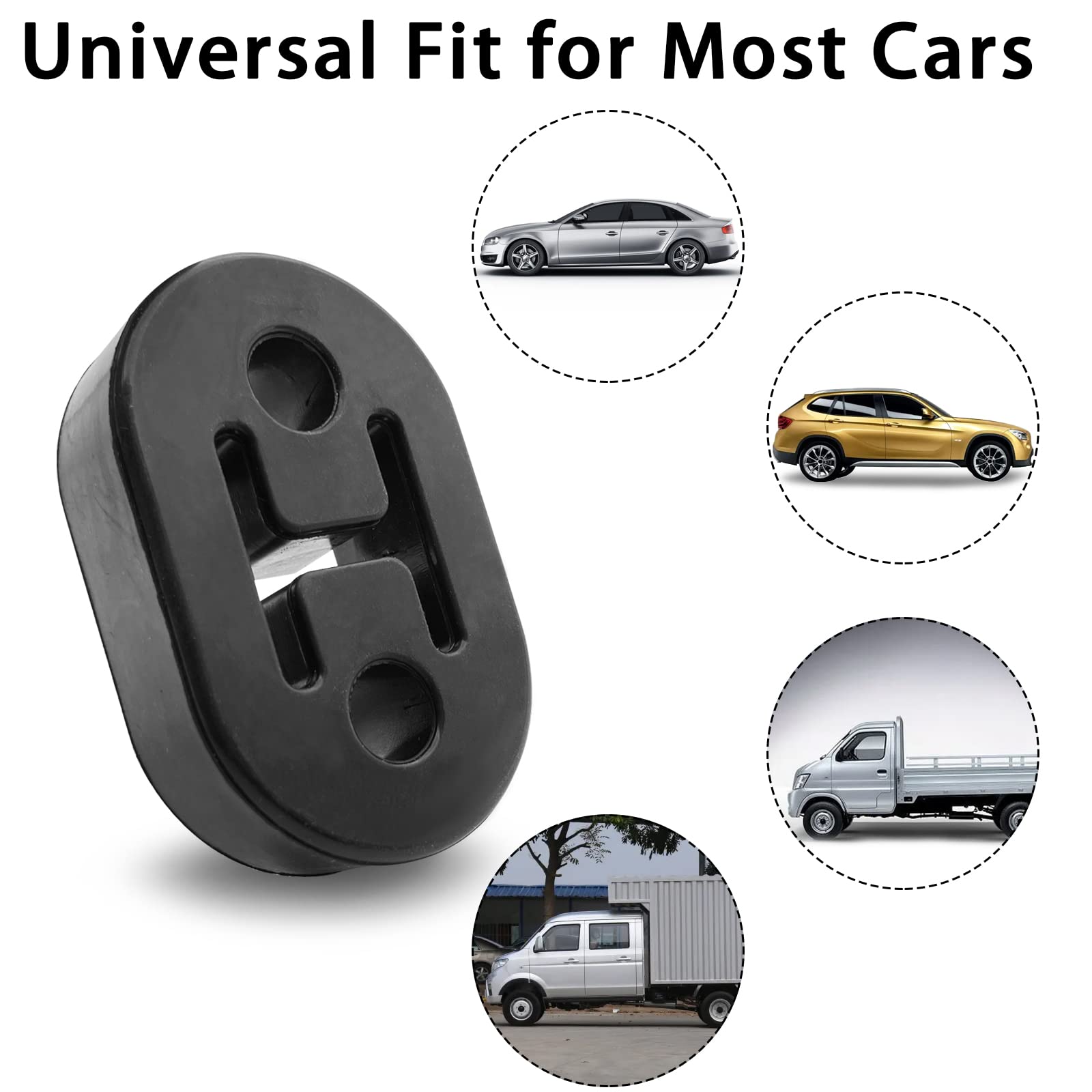 Yogeier Car Exhaust Rubber Hanger, 2 Holes 11Mm (0.43Inch), Universal Exhaust Insulator Muffler Hanger, Muffler Bracket Bushing Mount (2Pcs)