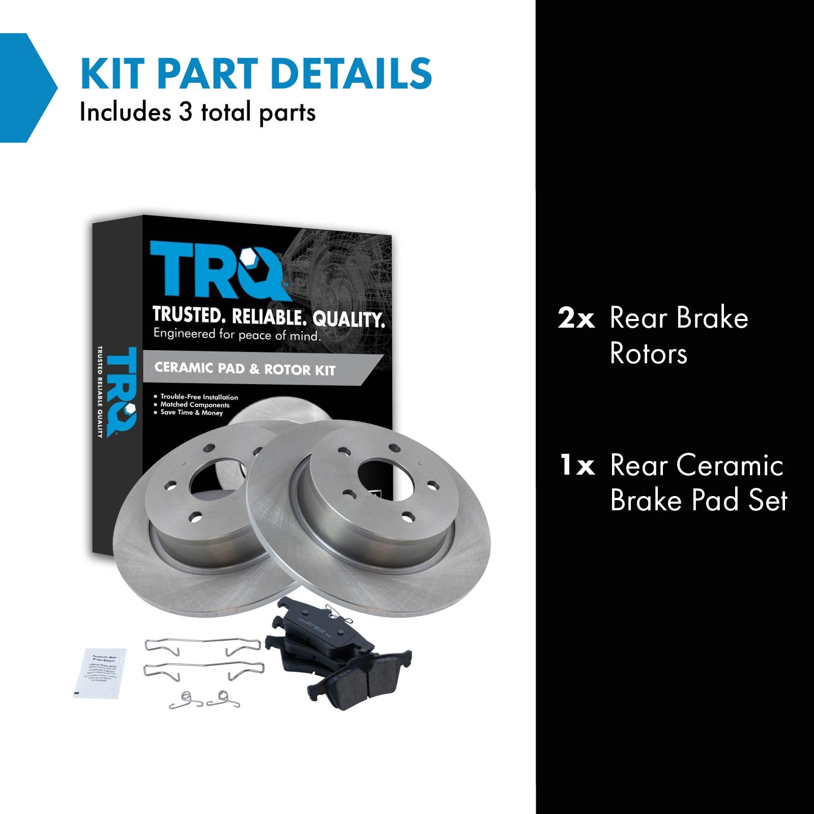 Trq Rear Brake Pad & Rotor Kit Brake Pads Brake Rotor Ceramic Compatible With 2013-2018 Ford C-Max 2013-2016 Escape 2014-2018 Tr