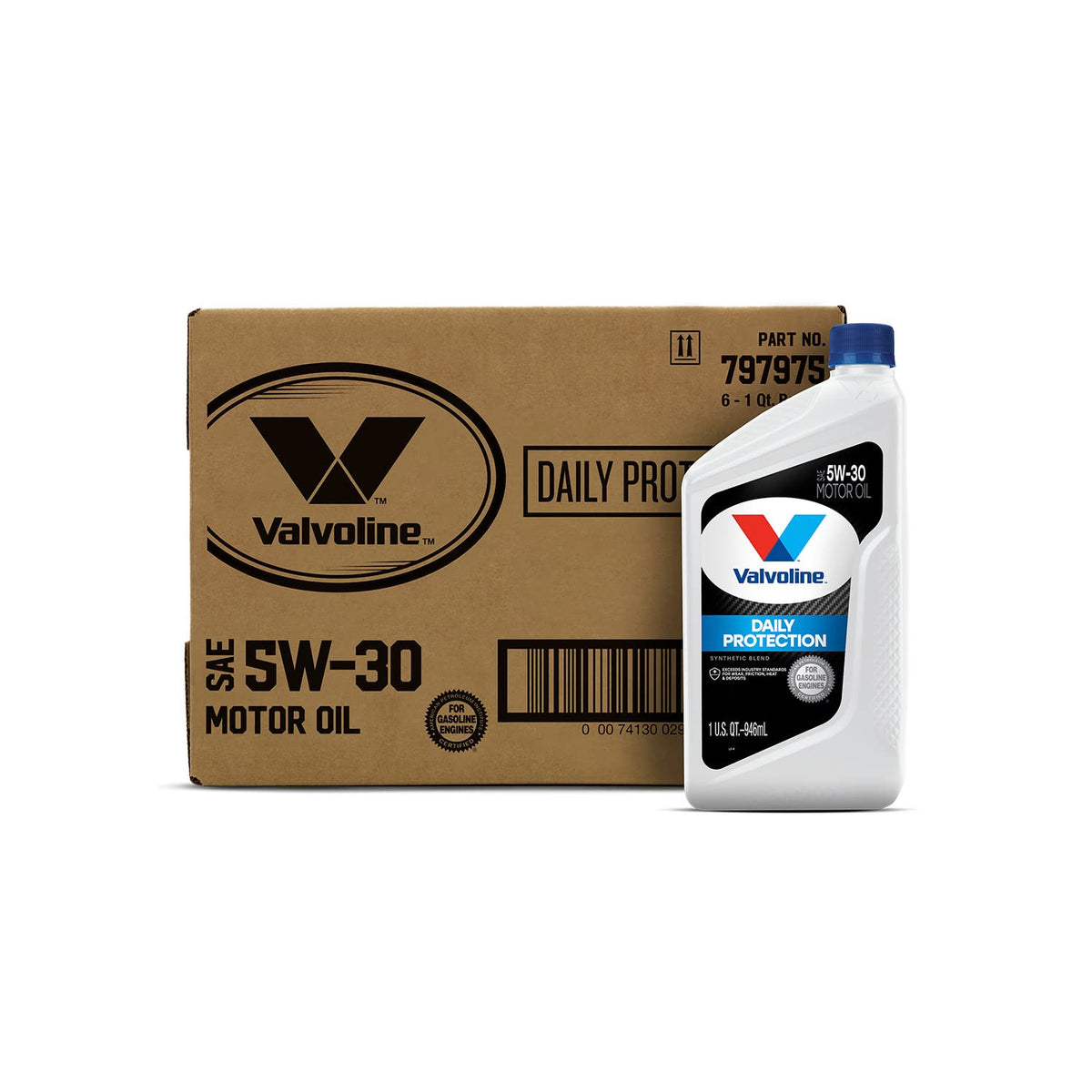 Valvoline Daily Protection Sae 5W-30 Synthetic Blend Motor Oil 1 Qt, Case Of 6 (Packaging May Vary)