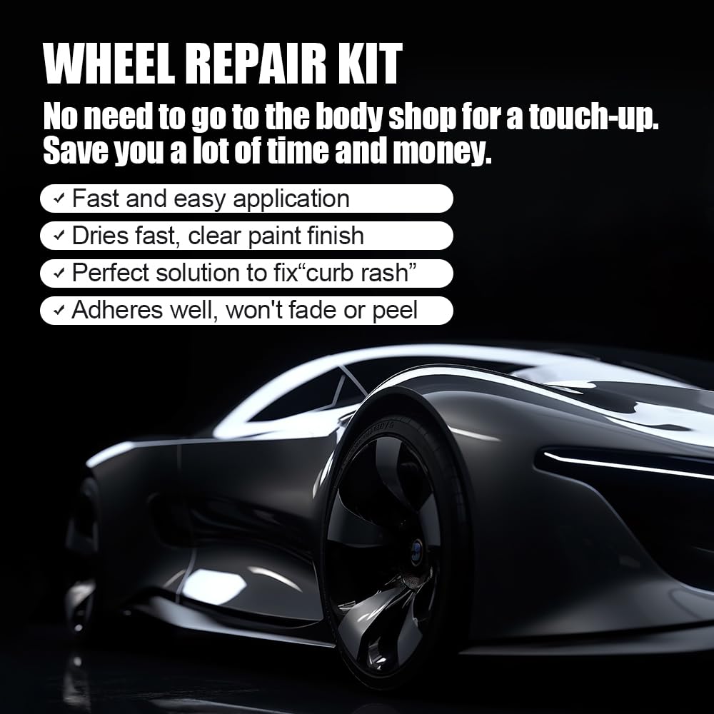 Wheel Repair Kit, Matte Black Rim Touch Up Paint, Wheel Touch Up Kit Wheel Paint Rim Paint Pen, Quick And Easy Repairs Roadside Rashes, Rim Paint(Matte Black)