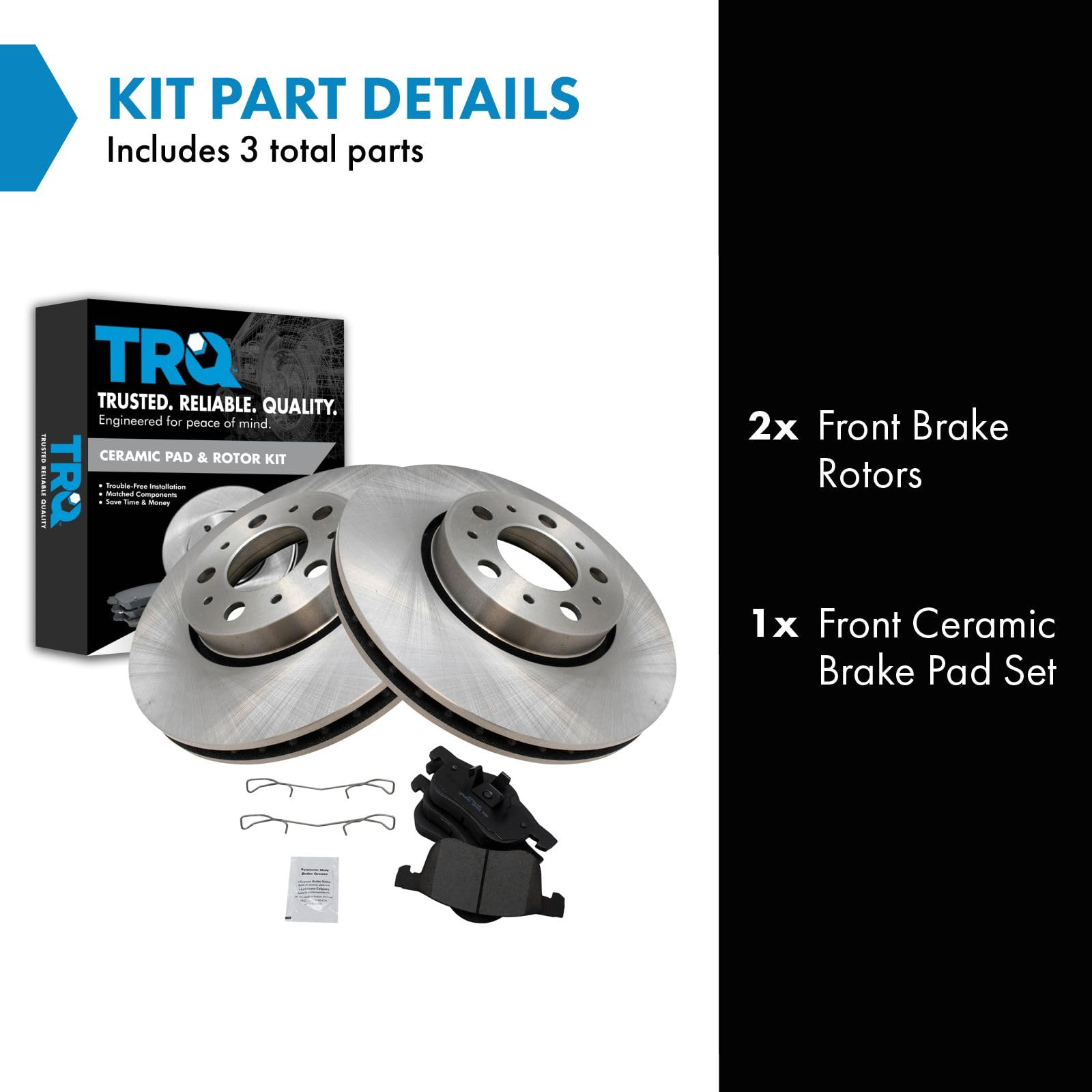 Trq Front Brake Pad & Rotor Kit Brake Pads Brake Rotor Ceramic Compatible With 2001-2009 Volvo S60 1999-2006 S80 2001-2007 V70 2