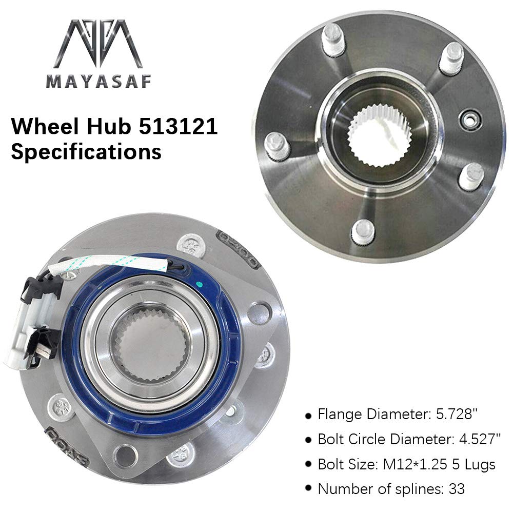 Mayasaf 513121 Front Wheel Hub Bearing Assembly For Chevy Impala/Venture/Monte Carlo, For Buick Century/Rendezvous/Terraza, For Cadillac Deville/Dts, For Pontiac Grand Prix Olds Aurora
