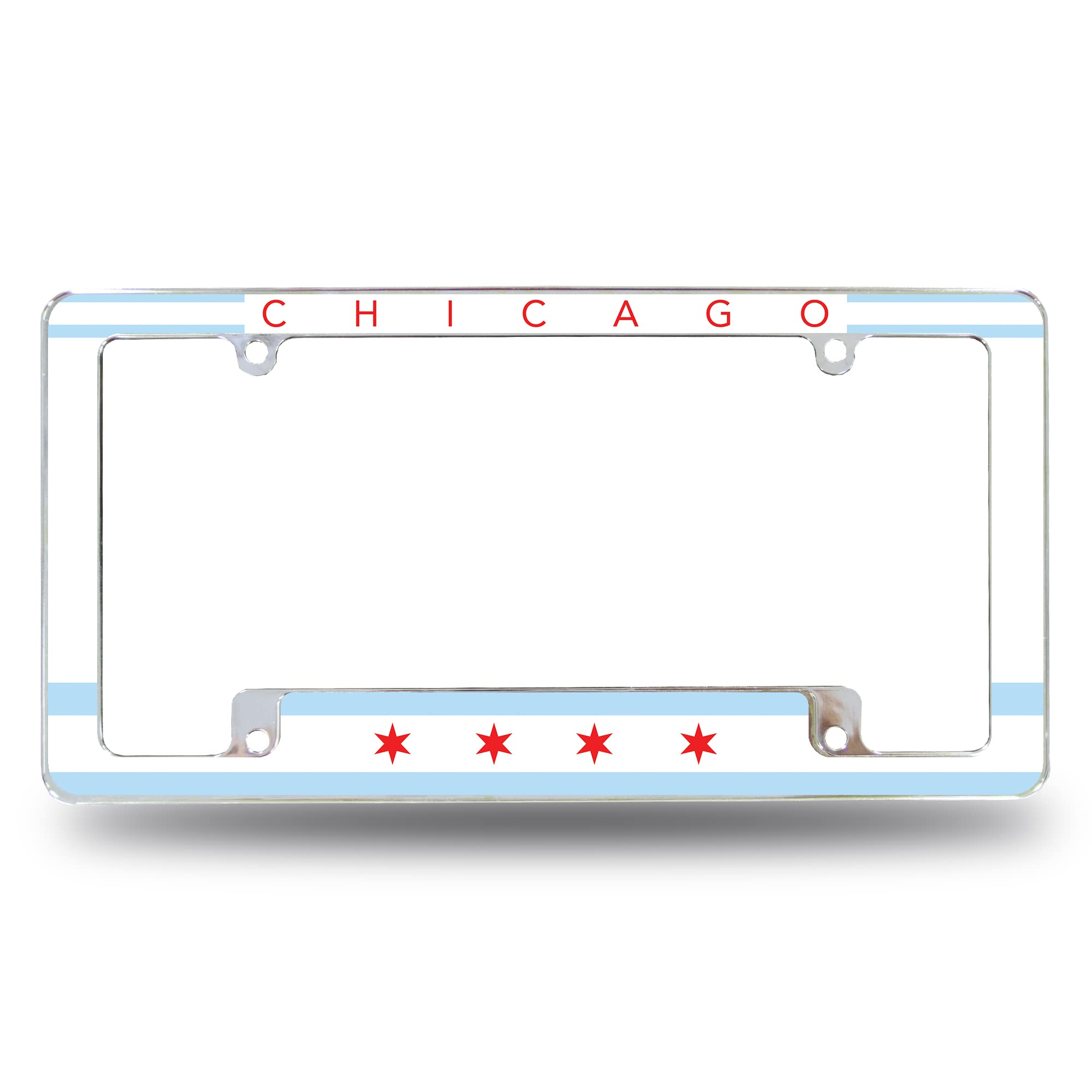 Rico Industries Chicago Flag All Over Automotive License Plate Frame for Car/Truck/SUV (12 x 6)
