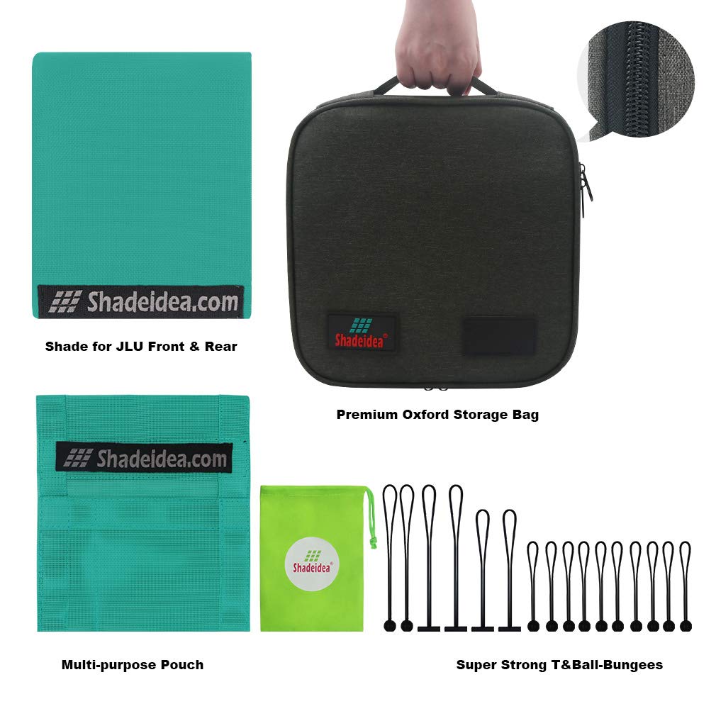 Shadeidea Sun Shade Top For Jeep Wrangler Top Sunshade Jl Unlimited 4 Door (2018-2023) Front And Rear-Tiff Blue Mesh Screen Suns