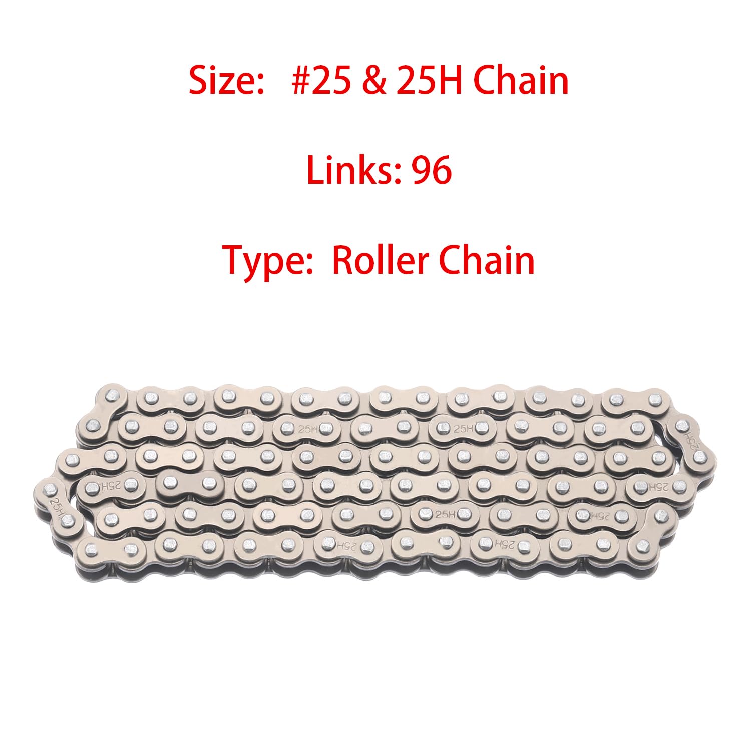 Kamier #25 Roller Chain 96 Links With 5Pcs Master Links Heavy Duty For Razor E300 E325 E300S Kids Electric Scooter Pr200 Pocket Rocket Bike 25H Drive Chain Parts