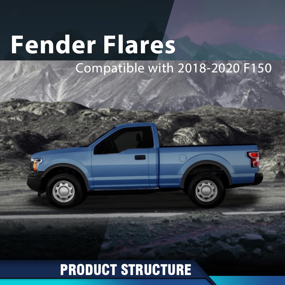 PIT66 Fender Flares Compatible with Ford F150 2018 2019 2020 Smooth Paintable Factory Style 4pcs