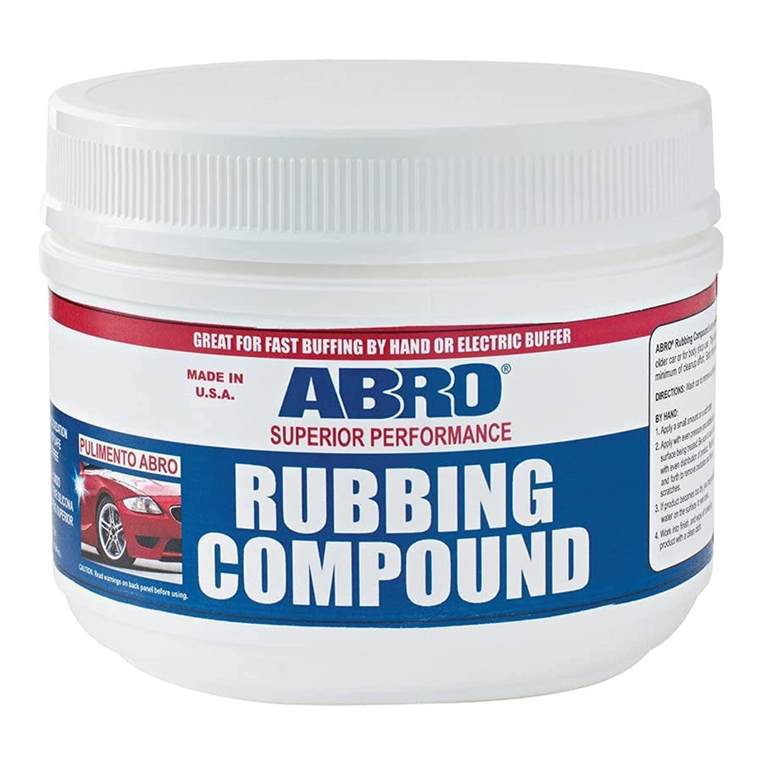 ABRO Superior Performance Automotive Rubbing Compound for Oxidized Finishes, Buff, Shine, Smooth, & Clean, Scratch Remover for V