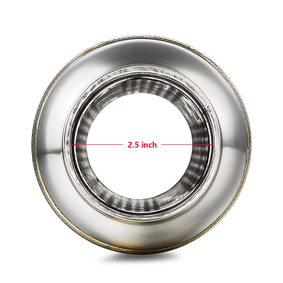 A-Karck 2.5' Inlet Exhaust Resonator, 2.5' Inlet 2.5' Outlet 11.5' Overall Length Muffler Resonator Stainless Steel Polished