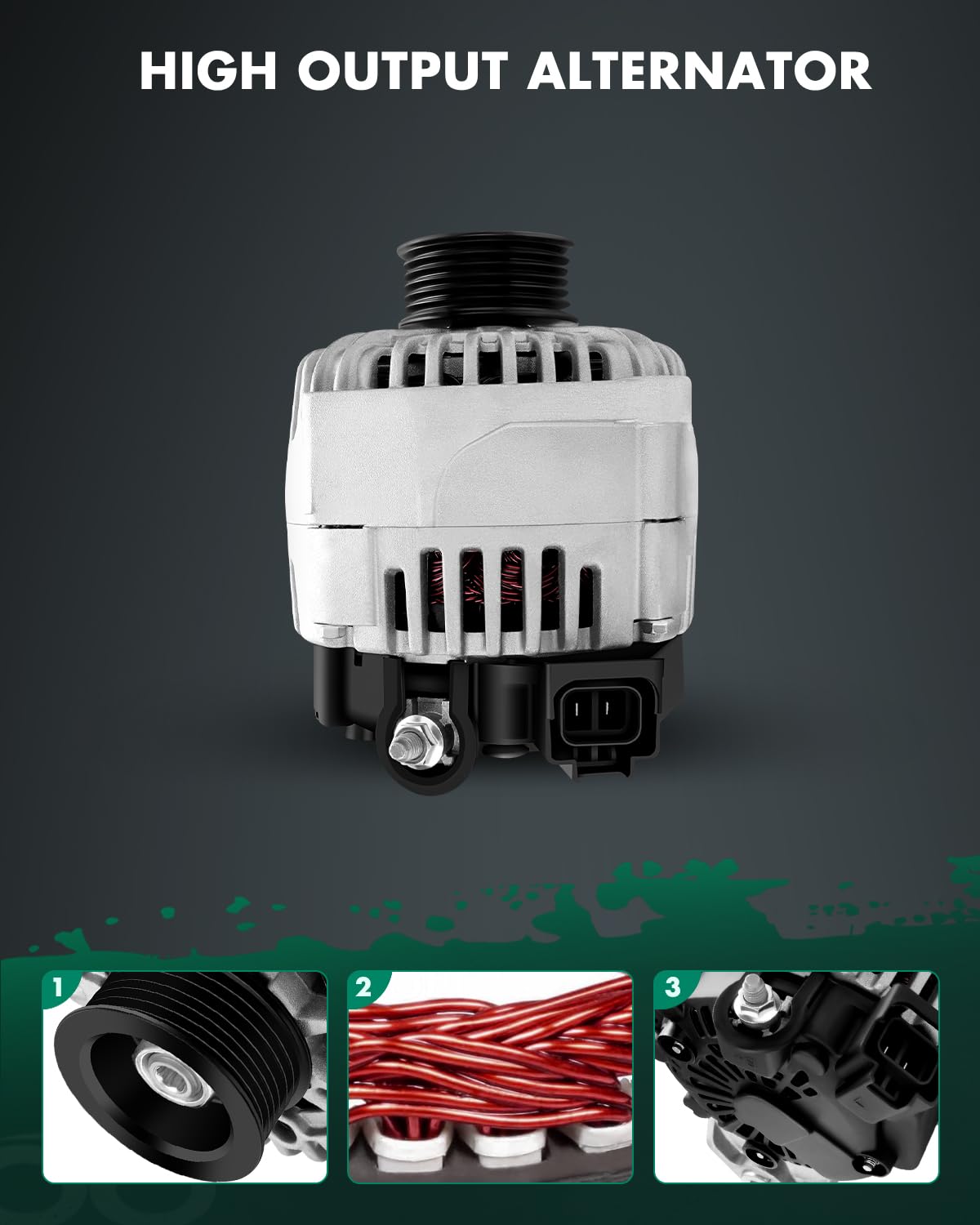 SCITOO Alternator Fits for Nissan for Maxima 2004 2005 2006 2007 2008 V6 3.5L- 12V 120Amp CW 6-Groove Pulley, Replace OE 11017