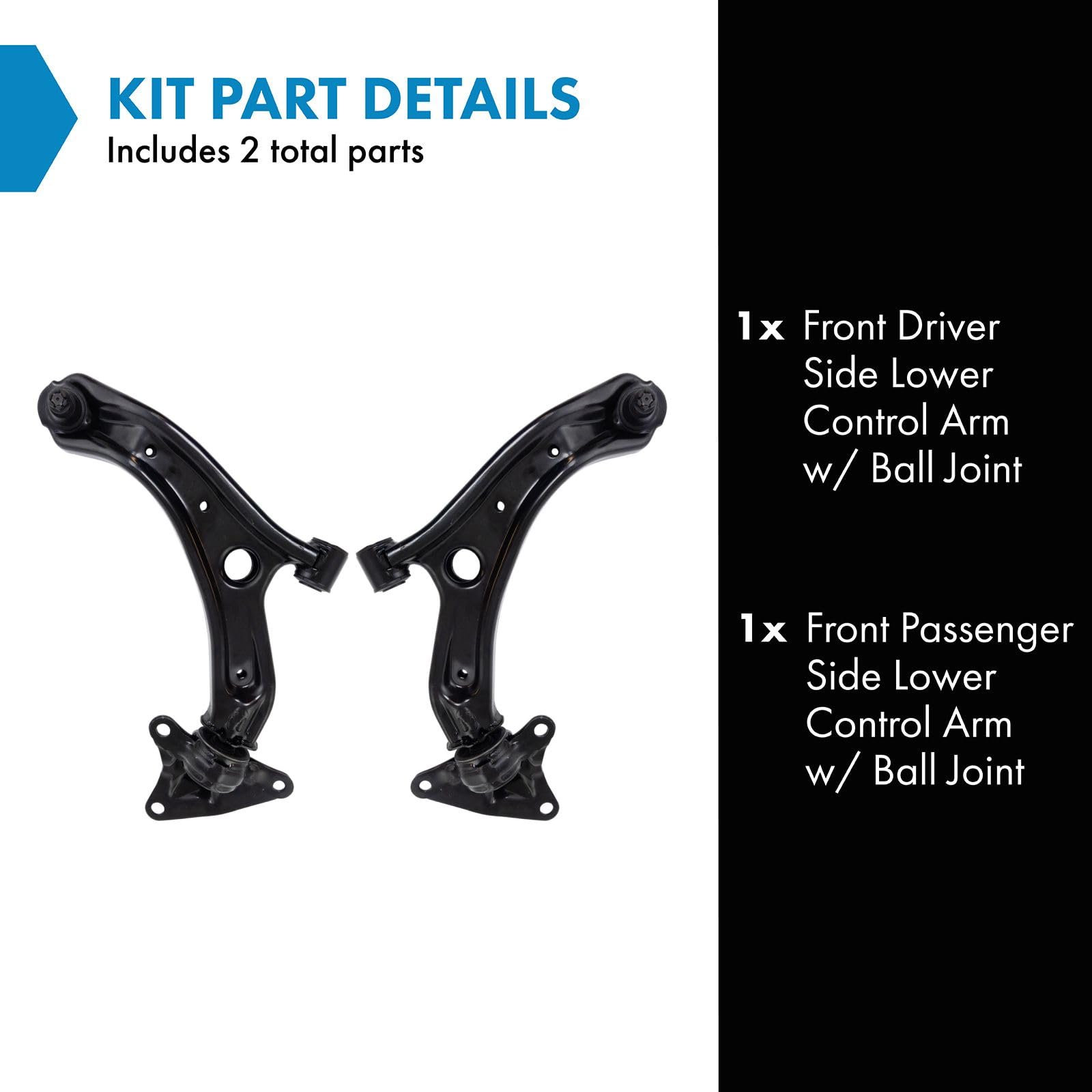 Trq Front Lower Control Arm With Ball Joint Set Compatible With 2009-2013 Honda Fit 2010-2011 Insight