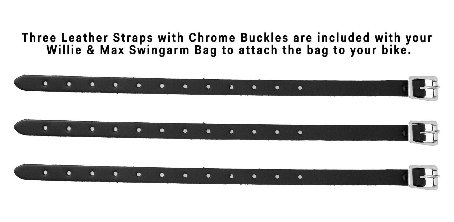 Willie & Max Black Leather Motorcycle Swingarm Bag for Softail/Triangulated Swingarm Models - Matte Black Buckle - Made in USA [59893-00]