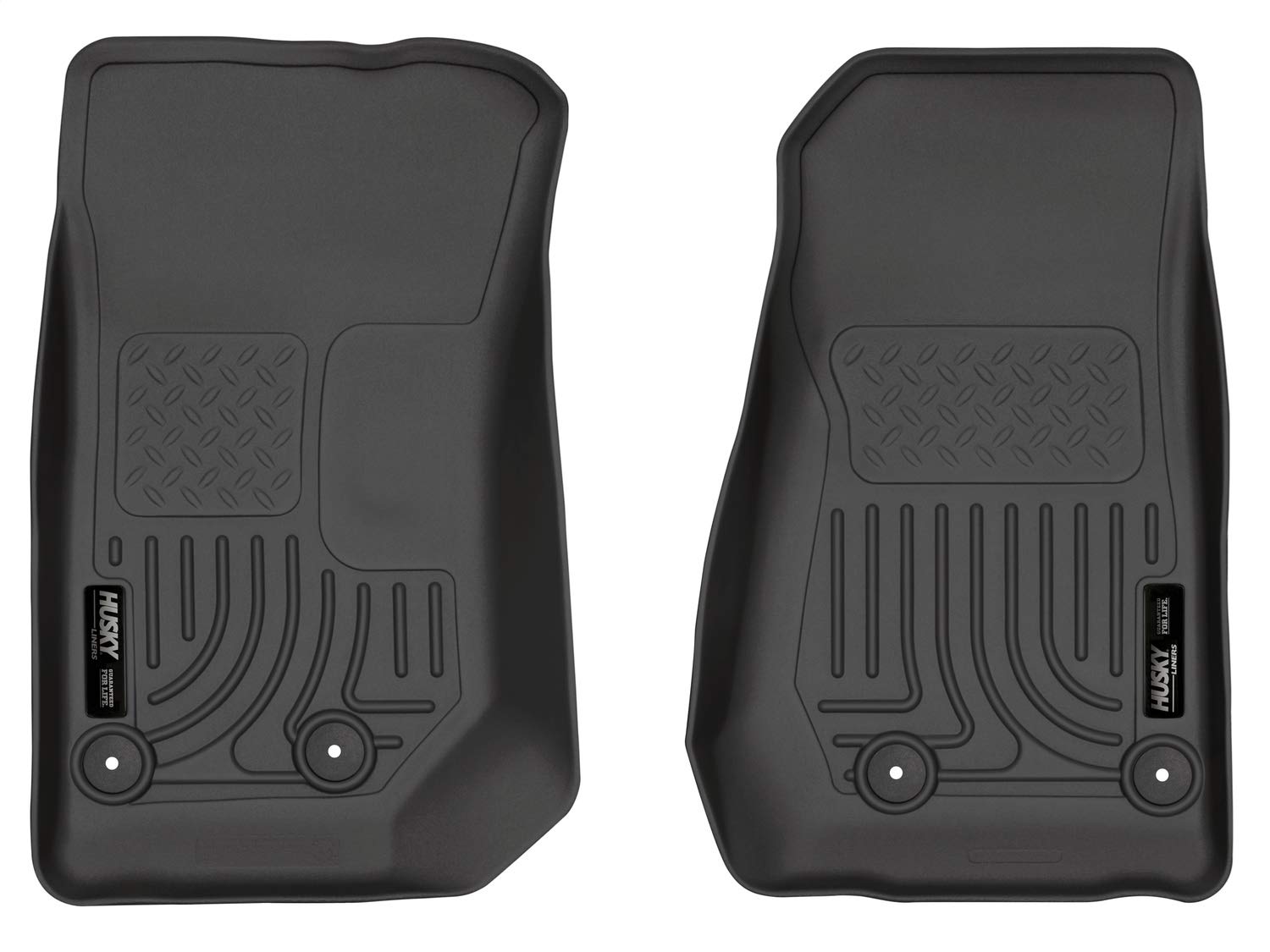 Husky Liners Weatherbeater Floor Mats | Fits 2014-2018 Jeep Wrangler Jk | Front Row, 2-Pc Black - 18041