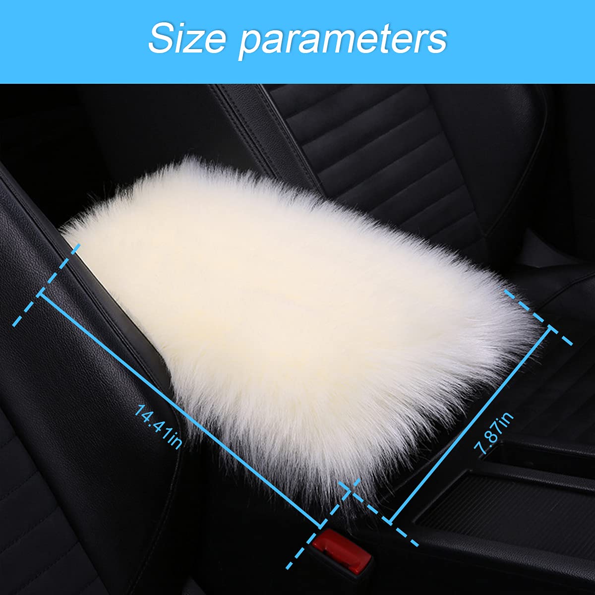 8Sanlione Center Console Cushion Pad/Cover, 11.4'X7.4' Furry Armrest Cover For Cars, Vehicles, Suvs, Premium Sheepskin Wool, Car Interior Accessories For Women(Beige)