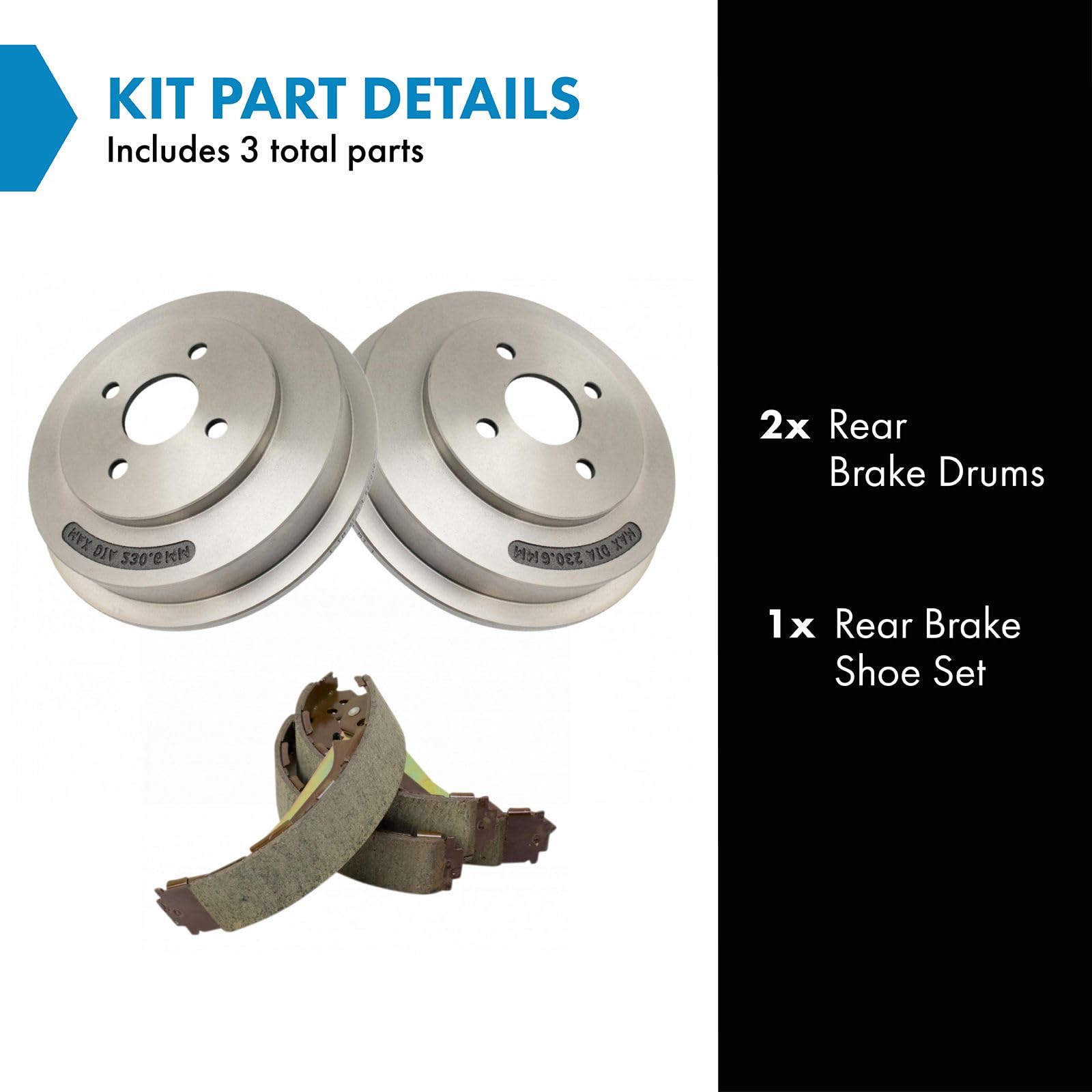 TRQ Rear Brake Shoe & Drum Kit Compatible with 2009-2010 Chevrolet Cobalt 2009 Pontiac G5