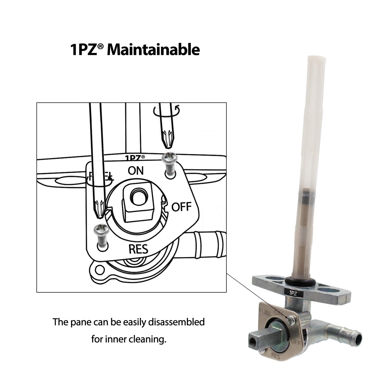 1PZ HT1-P01 Fuel Cock Petcock Valve Tank Switch with Knob Replacement for Honda Rancher 350 400 TRX350 TRX400 2000-2007 16950-HM