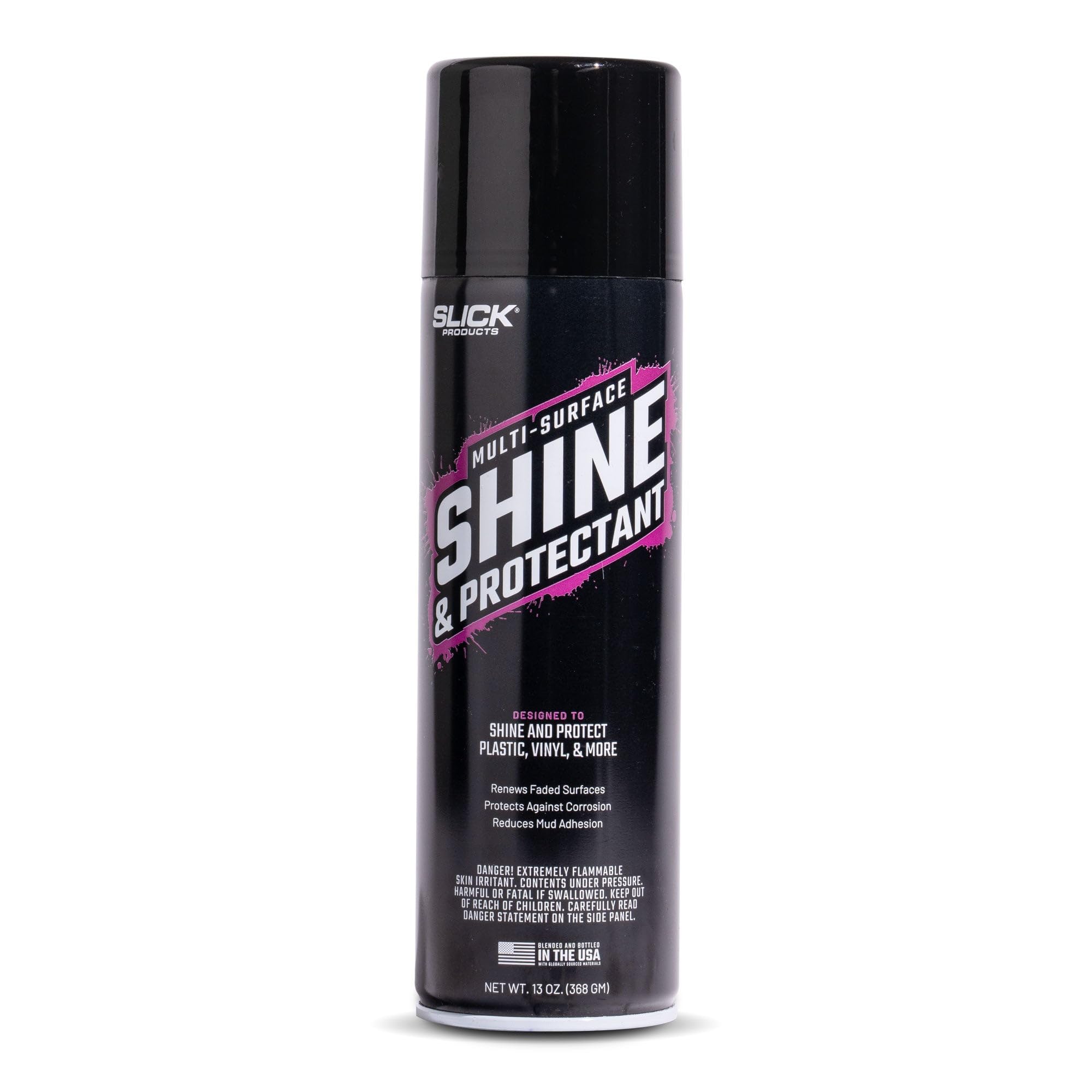 Slick Products Shine & Protectant, Long-Lasting High-Gloss Clear Coat Spray, Renew, Shine, And Protect Plastic, Vinyl, Rubber, T