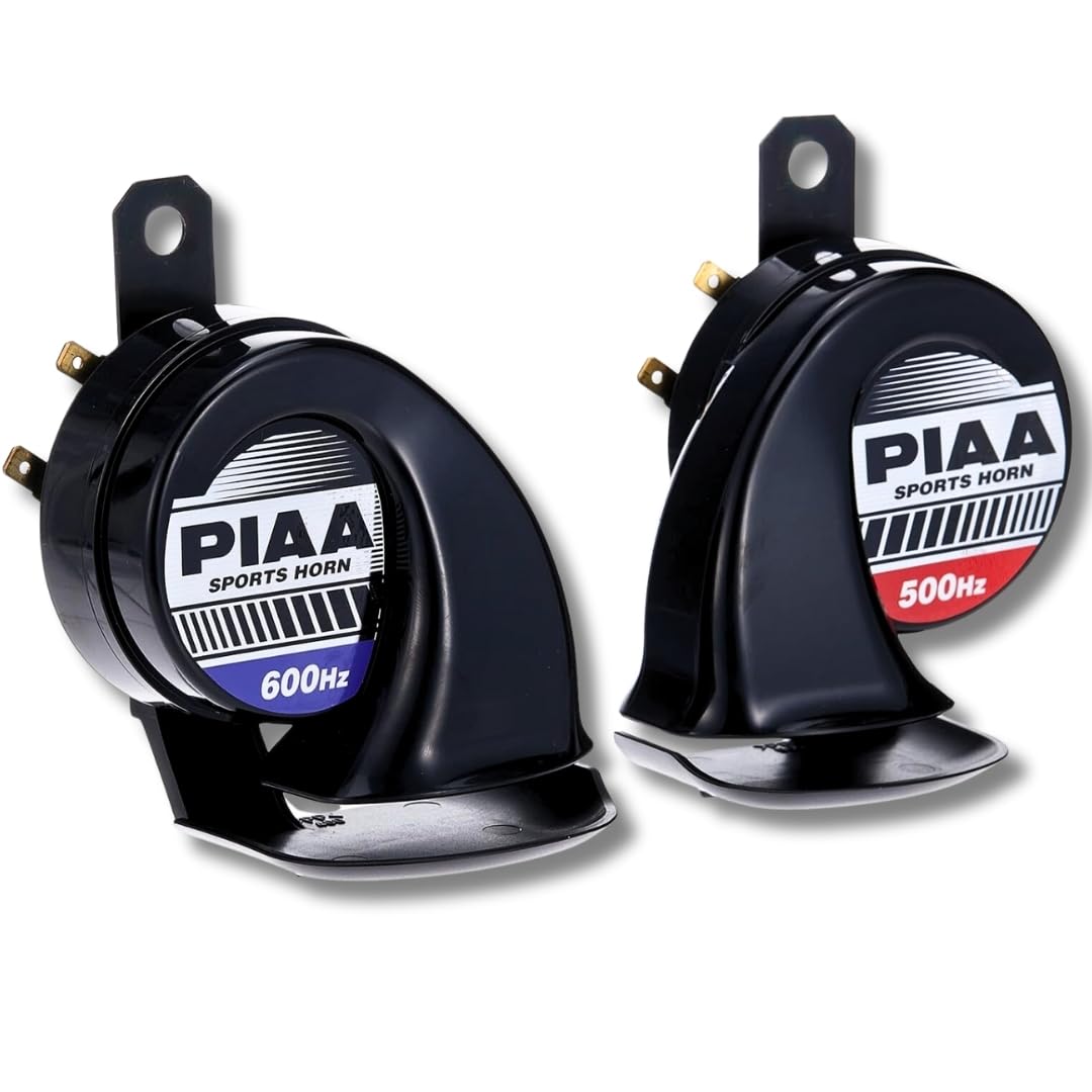 PIAA 85112 Universal Loud Horn for Car Truck Motorcycle SUV UTV ATV Van Sports High Tone 500hz + 600hz 115dB Truck Horns for Pic