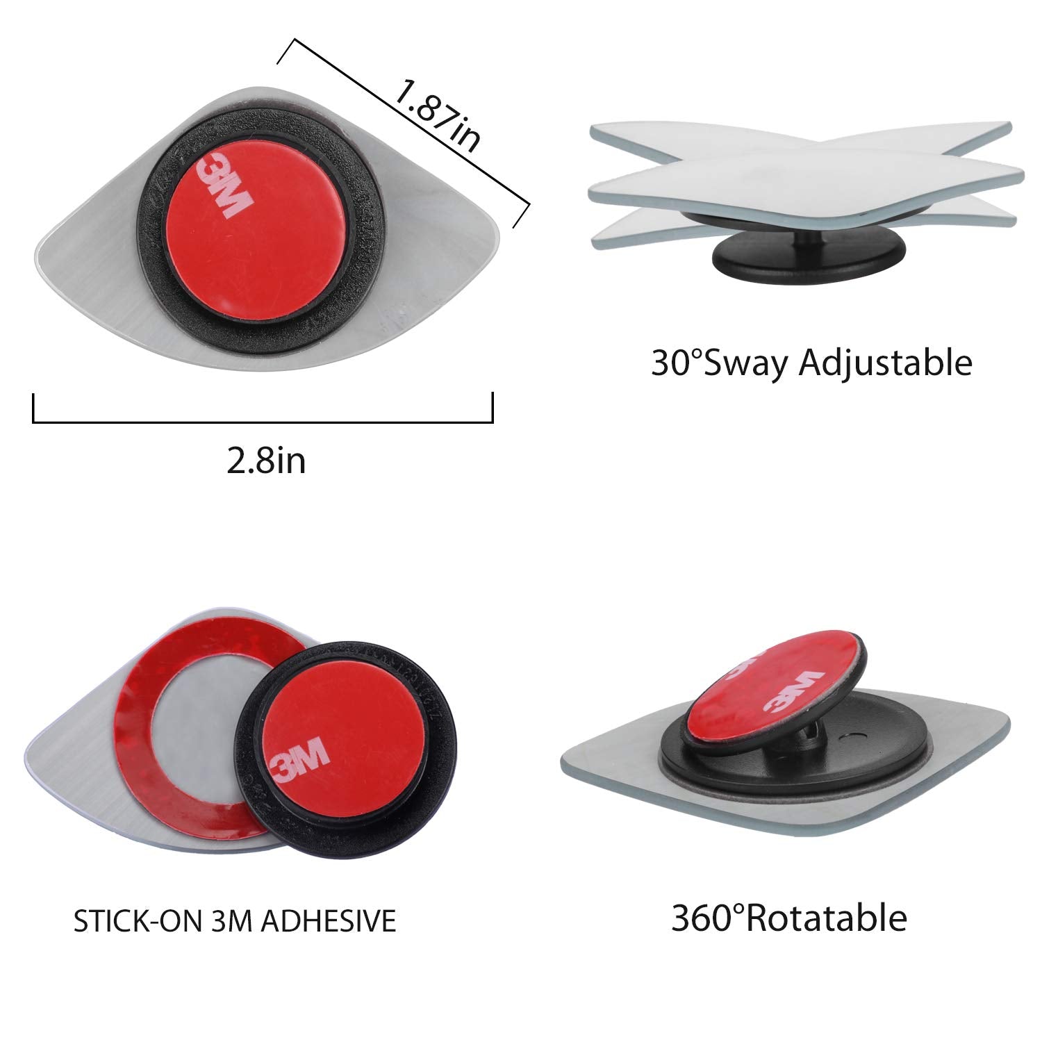 Livtee Blind Spot Mirror,Newest Fan Shaped Hd Glass Frameless Convex Rear View Mirror With Wide Angle Adjustable Stick For Cars