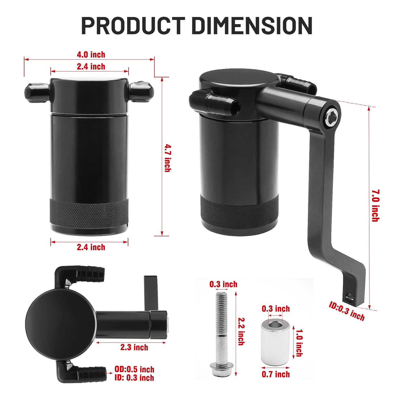 6.4L Billet Oil Catch Can Kit W/ New 5.7 HEMI Z-Bracket Technology Compatible with 2011-2021 Dodge Charger Challenger Chrysler 3