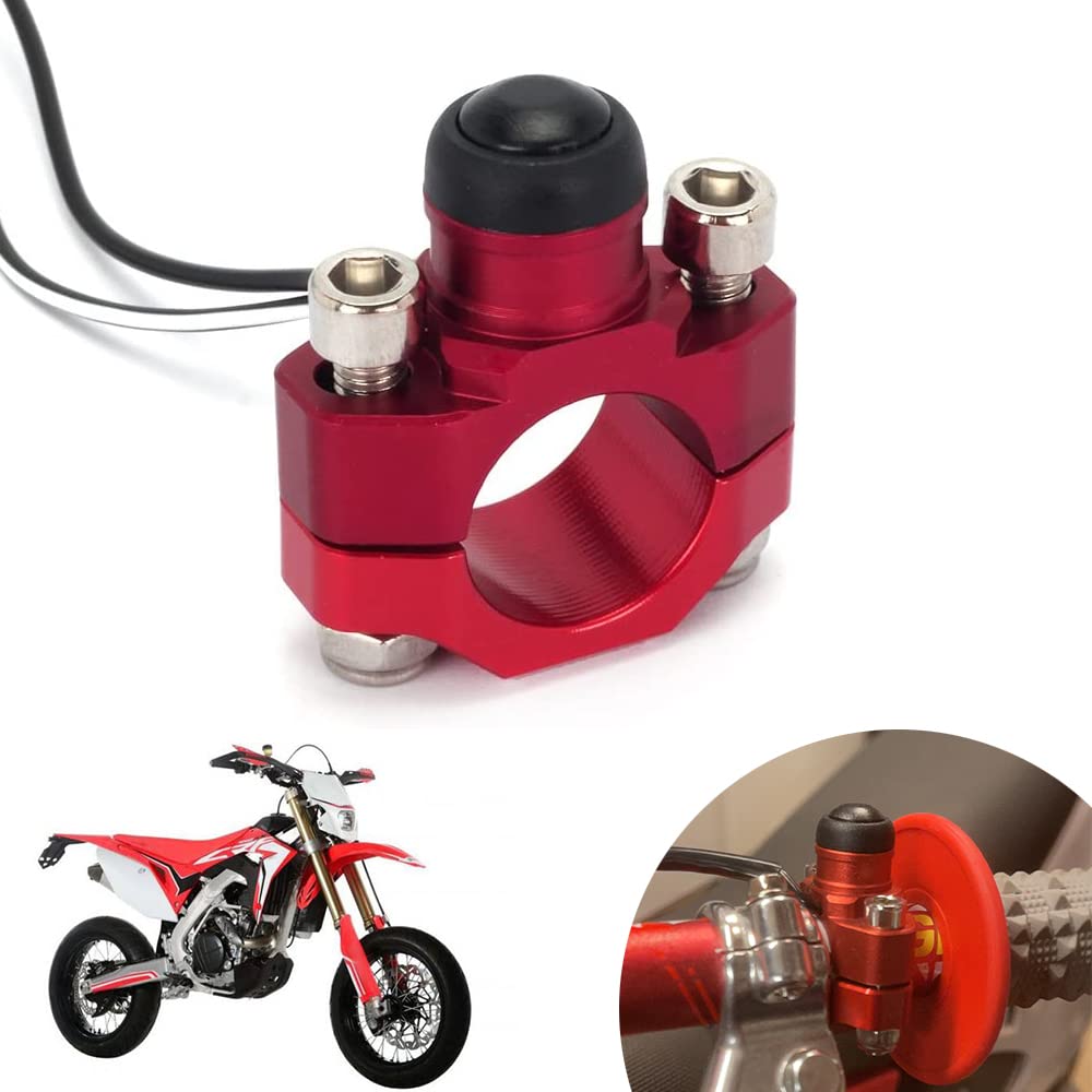 Jfg Racing Cnc Universal Motorcycle Engine Stop Start Kill Switch Button With Mounting Backplate For For Cr125 Crf250 Crf450 Xr250 - Red