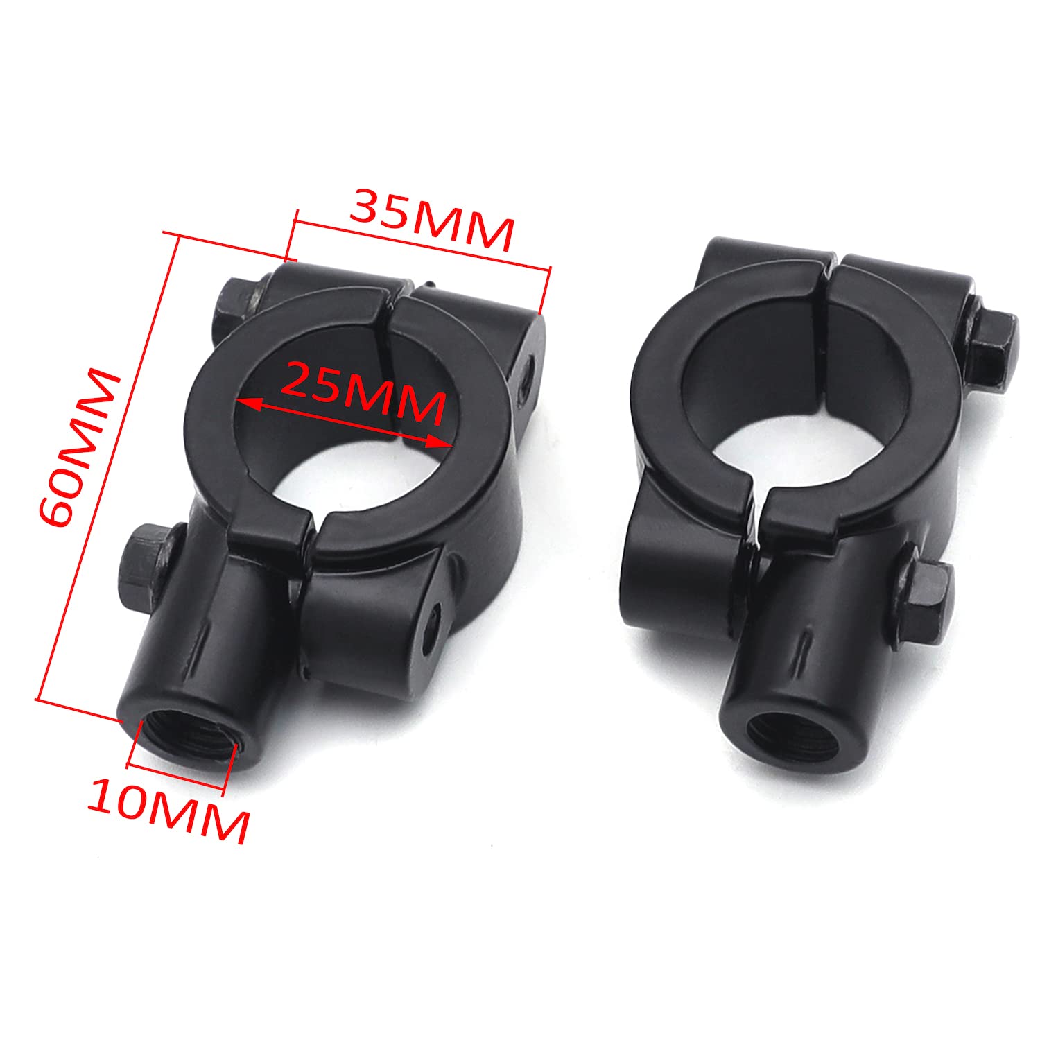 Httmt Mt-Jingzuo-002-25-Bk Group Black 1 Inch 25Mm Motorcycle Handlebar 10Mm Mirror Thread Mount Holder Clamp Adaptor