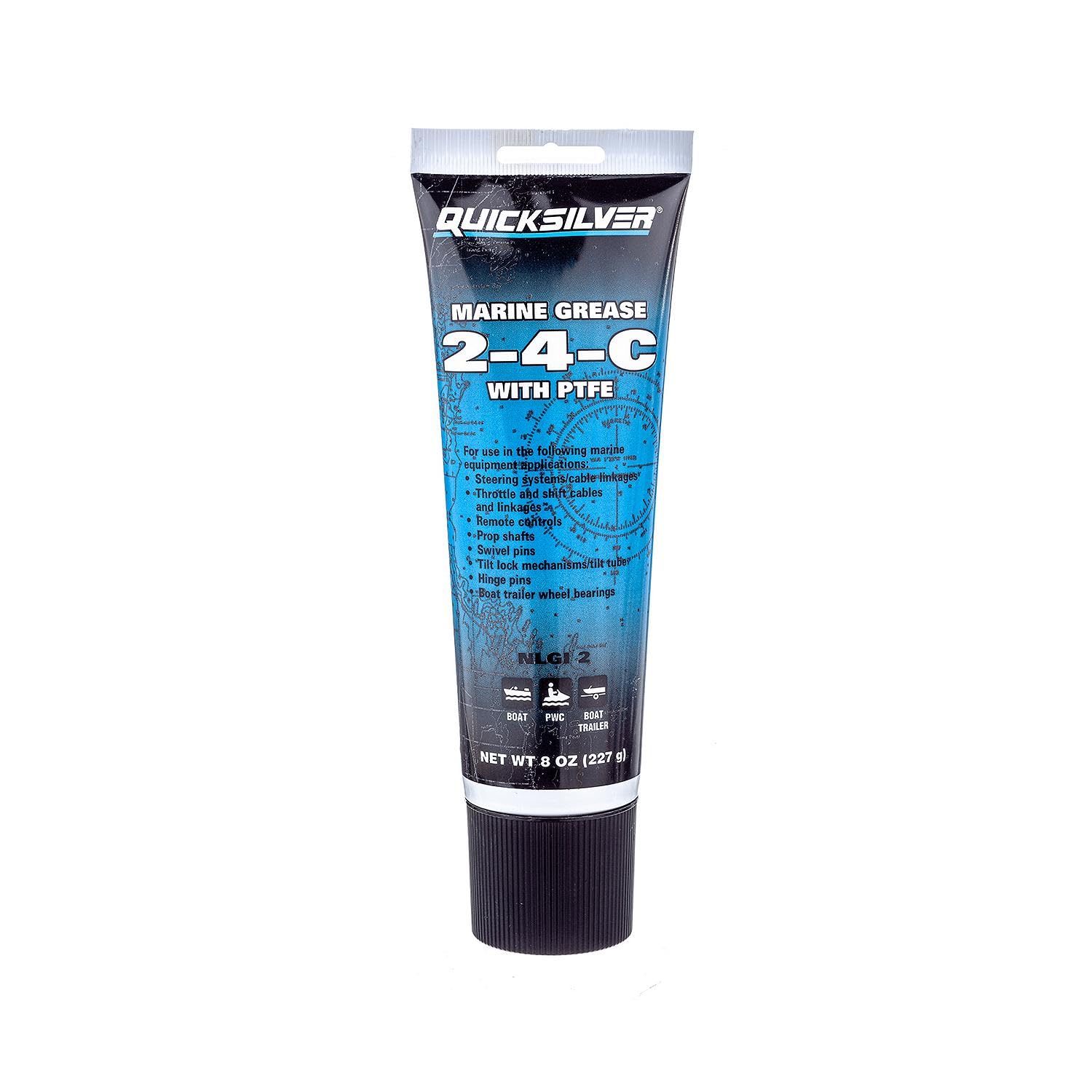 Quicksilver 802859Q1 2-4-C Marine Grease With Teflon, Multi-Purpose Marine Lubricant - 8 Oz. Tube