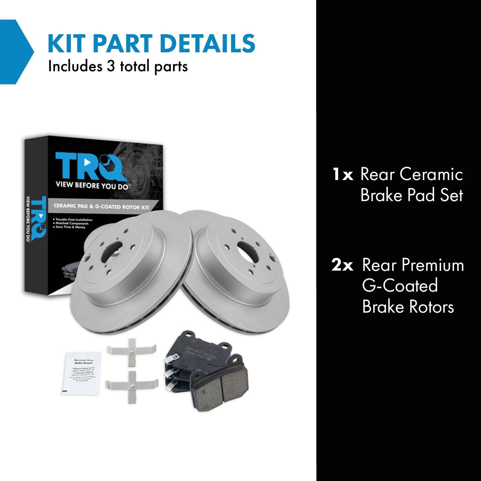 Trq Rear Brake Pad & Rotor Kit Brake Pads Brake Rotor Ceramic Premium G-Coated Compatible With 2008-2014 Subaru Impreza 2015-201