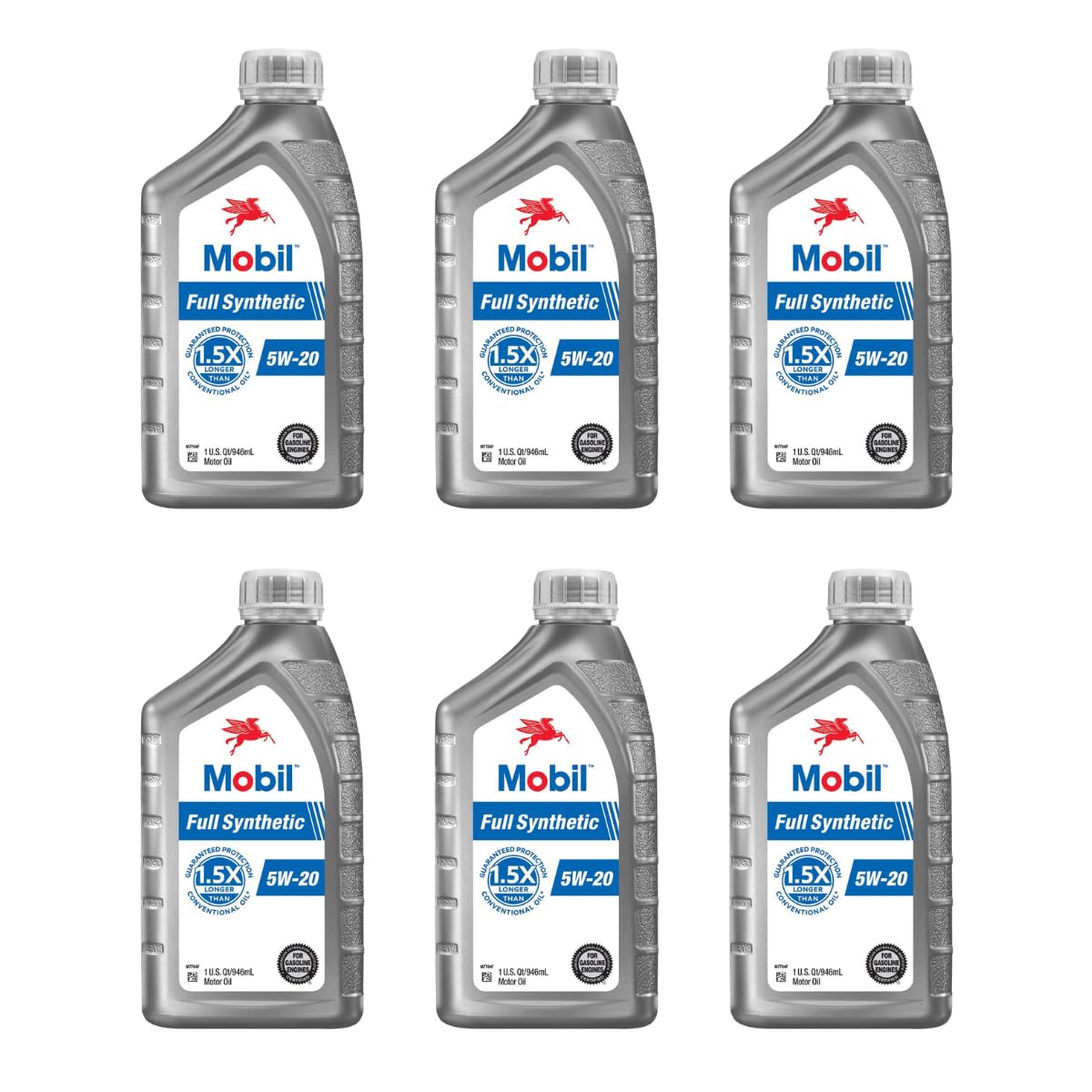 Mobil Full Synthetic Motor Oil 5W-20, 1 Quart (6-Pack)