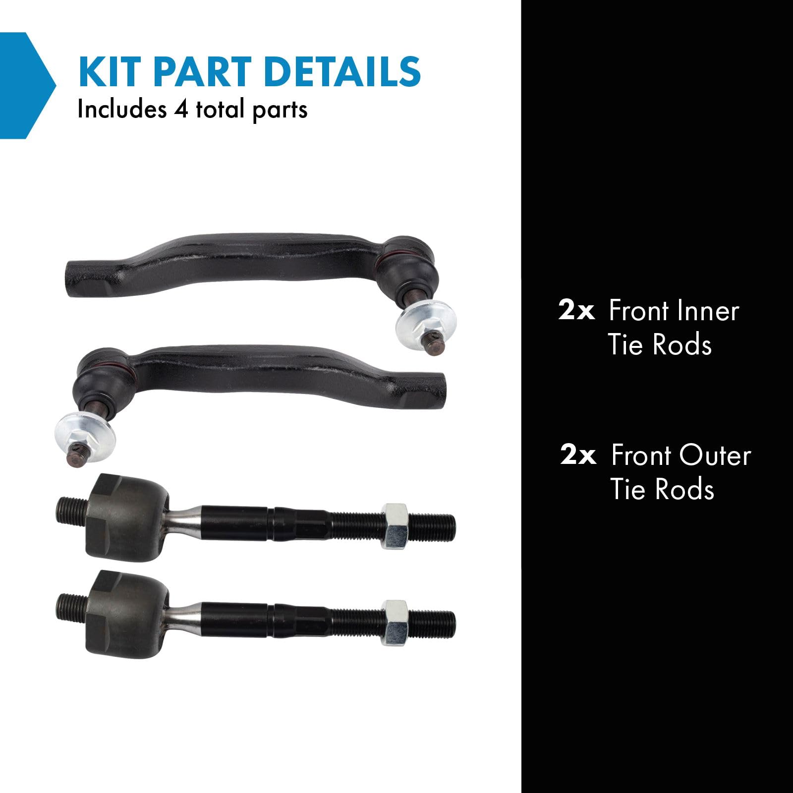 Trq Front Inner And Outer Tie Rod Set Compatible With 2006 Lexus Gs300 2007-2011 Gs350 2006-2013 Is250 2011-2013 Is350
