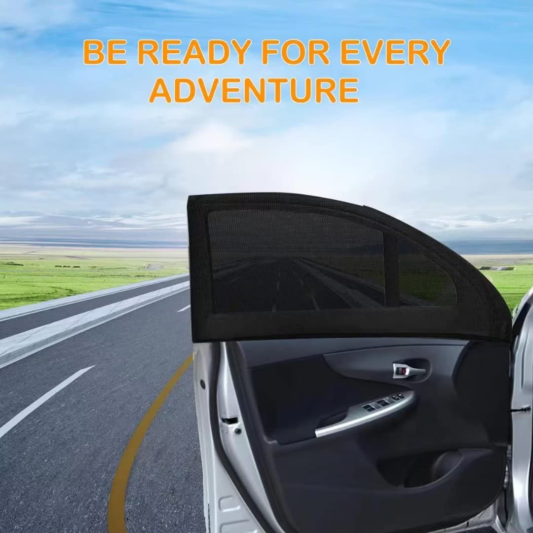 2Pcs Car Front Window Sunshade, Breathable Mesh Car Window Screen Streched Up To 40'', For Night Camping, Privacy Shade