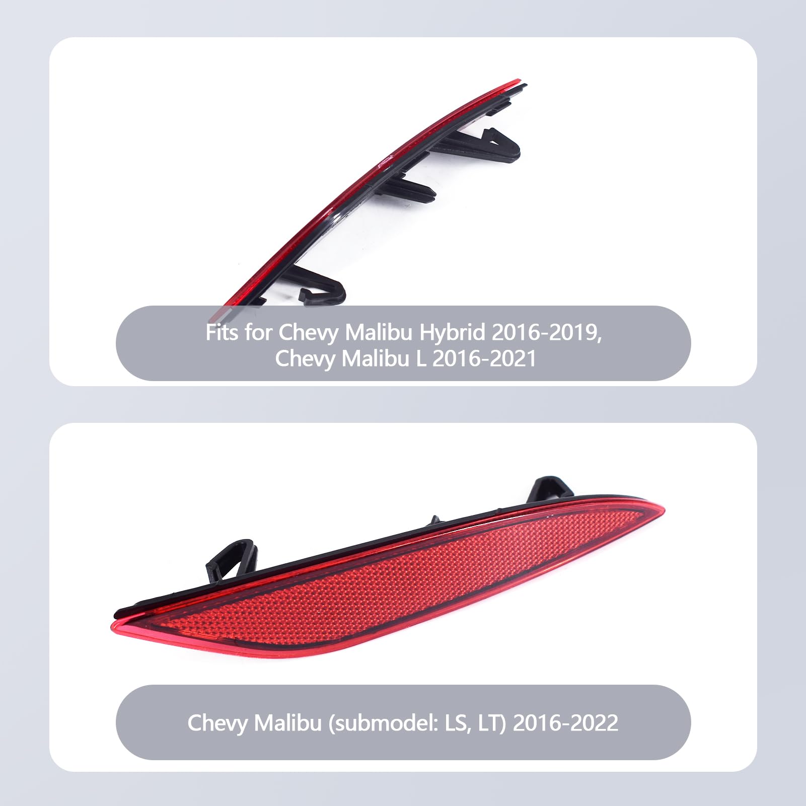 Right Rear Bumper Reflector Set Fits for Chevy Malibu 2016-2021 Replaces GM1185113, 23174490 (Right)