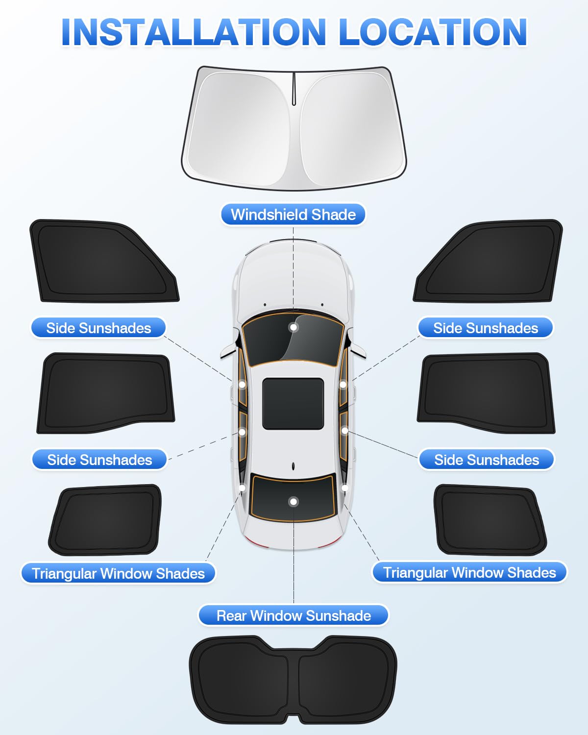 Canvcle Sunshades For 2024 2025 Toyota Land Cruiser Prado 250 Accessories Windshield Sun Shade Side Rear Window Shade Cover Sun