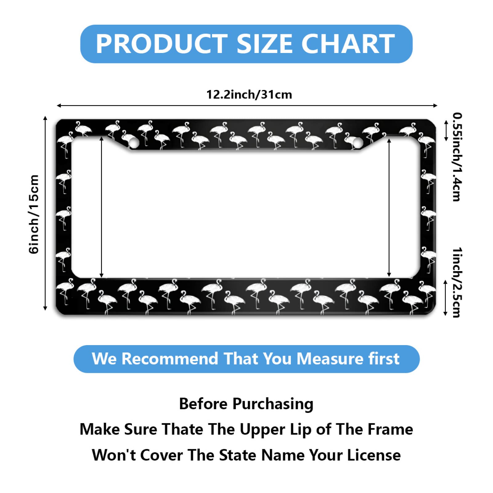 Personalized License Plate Frame Stainless Steel Flamingo Animals Car License Plate Accessory Decorative 2 Holes And Screws Fits