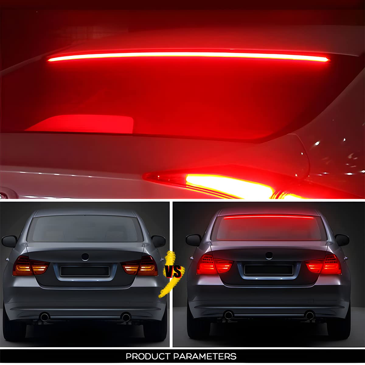 Hipopy Car Led Brake Led Strip Light, 35Inch 144Led Dc12V High Mount Stop Brake Light Bar, Rear Window Warning Signal Light For