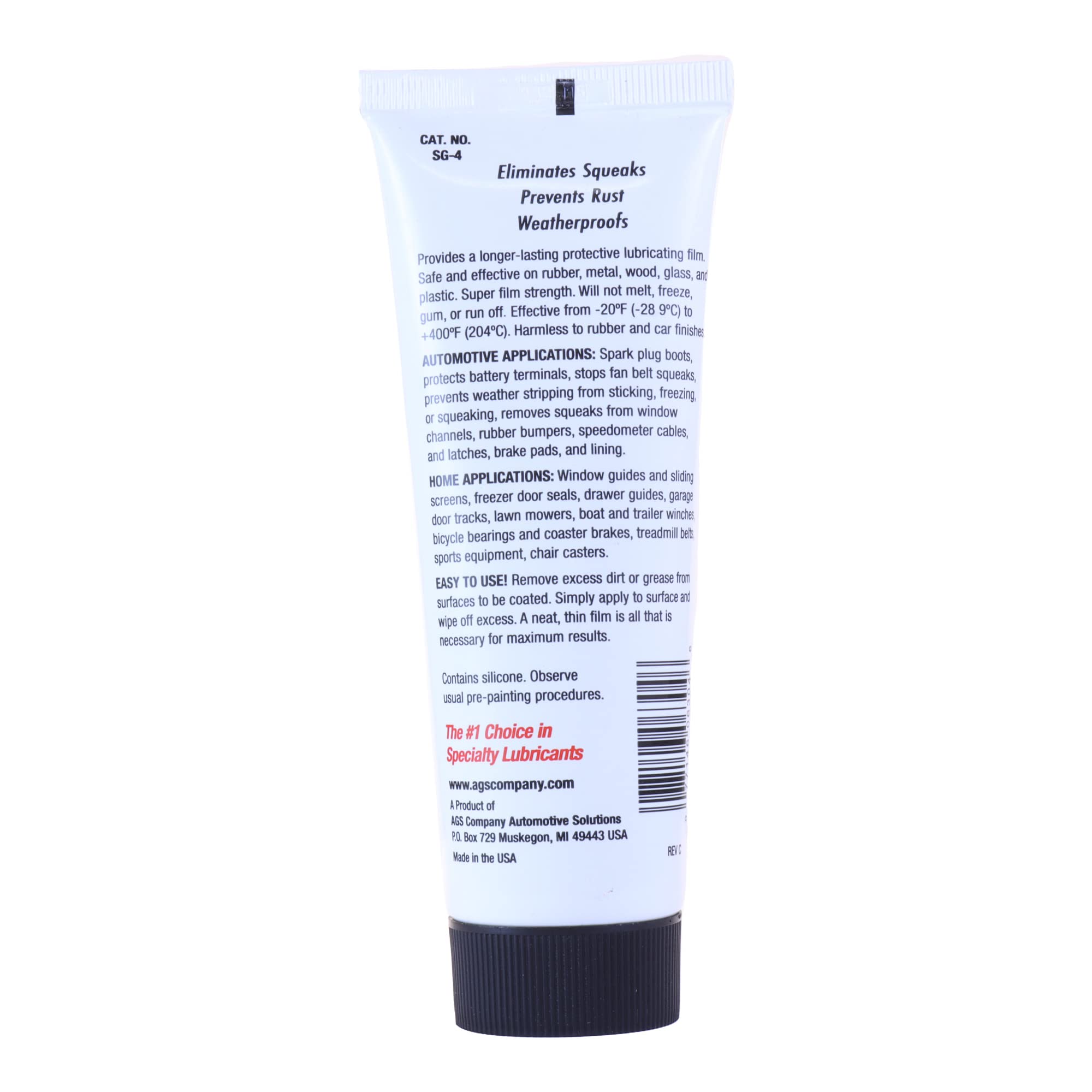Ags Automotive Solutions Sil-Glyde 4Oz Tube: Exceptional Multipurpose Lubricant - Ideal For All Surfaces, Ultimate Weatherproofi