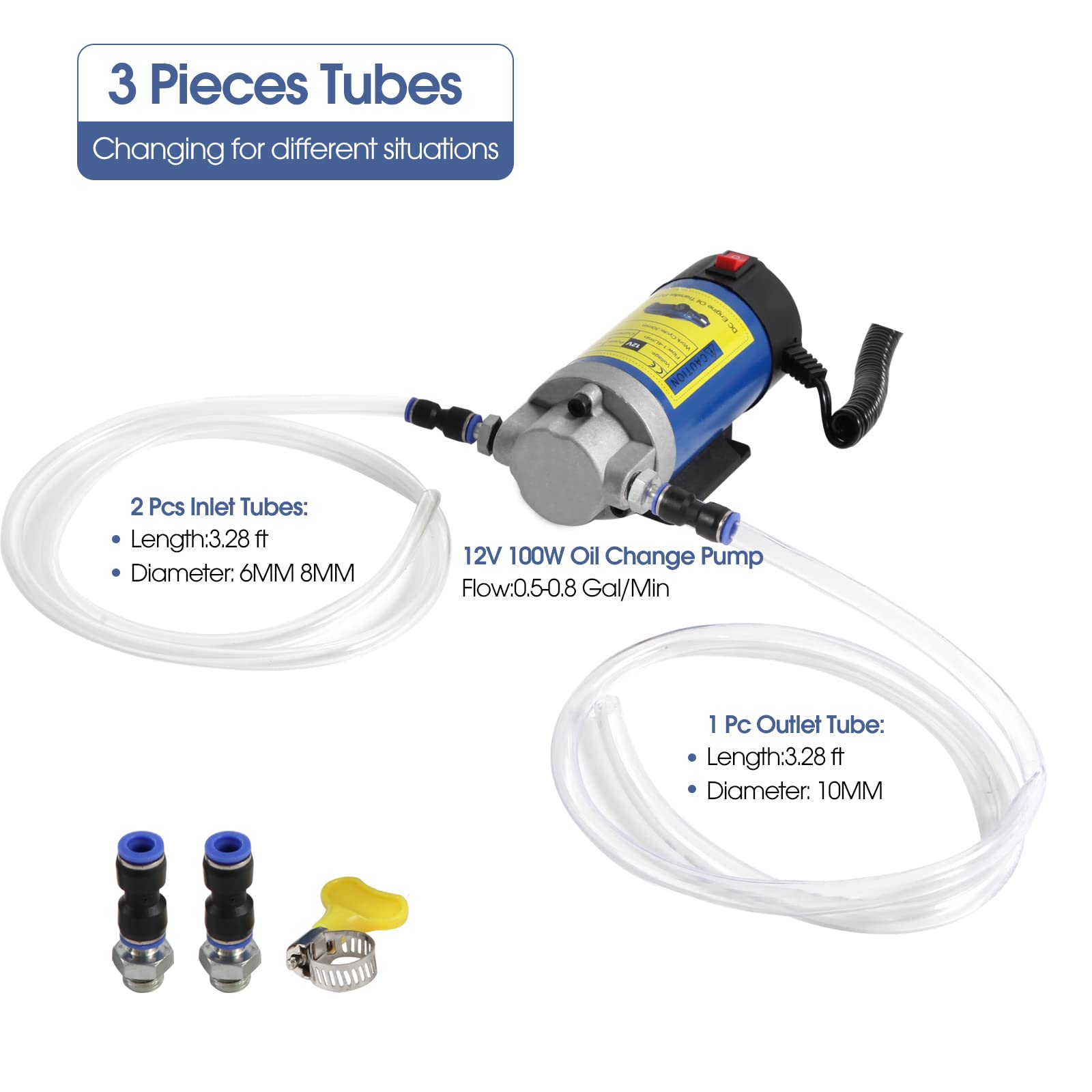 Vevitts Engine Oil Pump, Portable Electric Self-Priming Motor Oil Pump for Car Motorcycle and Boat Engine Oil Transfer Change Pu