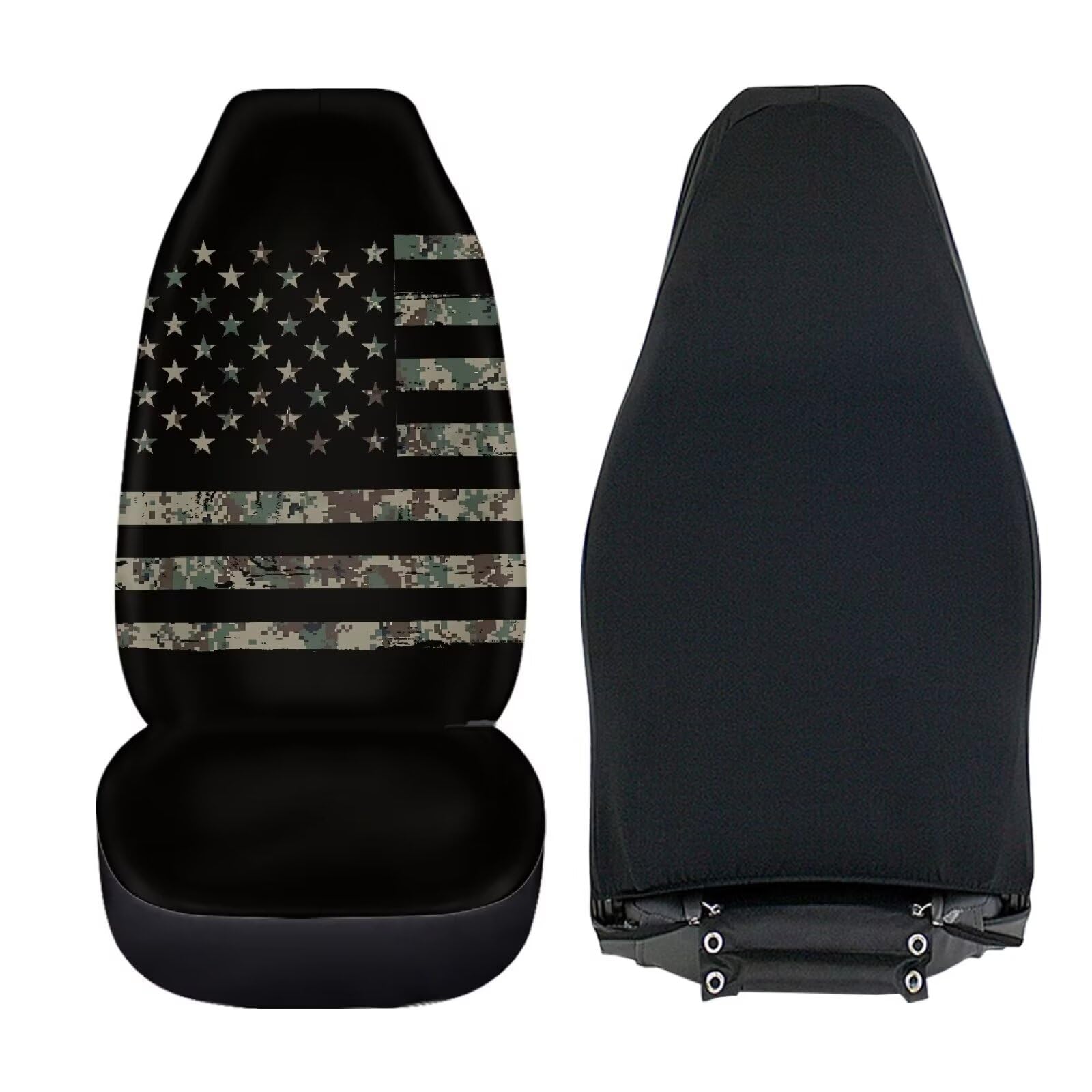 Salabomia American Flag Car Seat Cover for Women Men, Universal Fit Auto Seat Cover 2 Piece Stretchy Breathable Bucket Vehicles