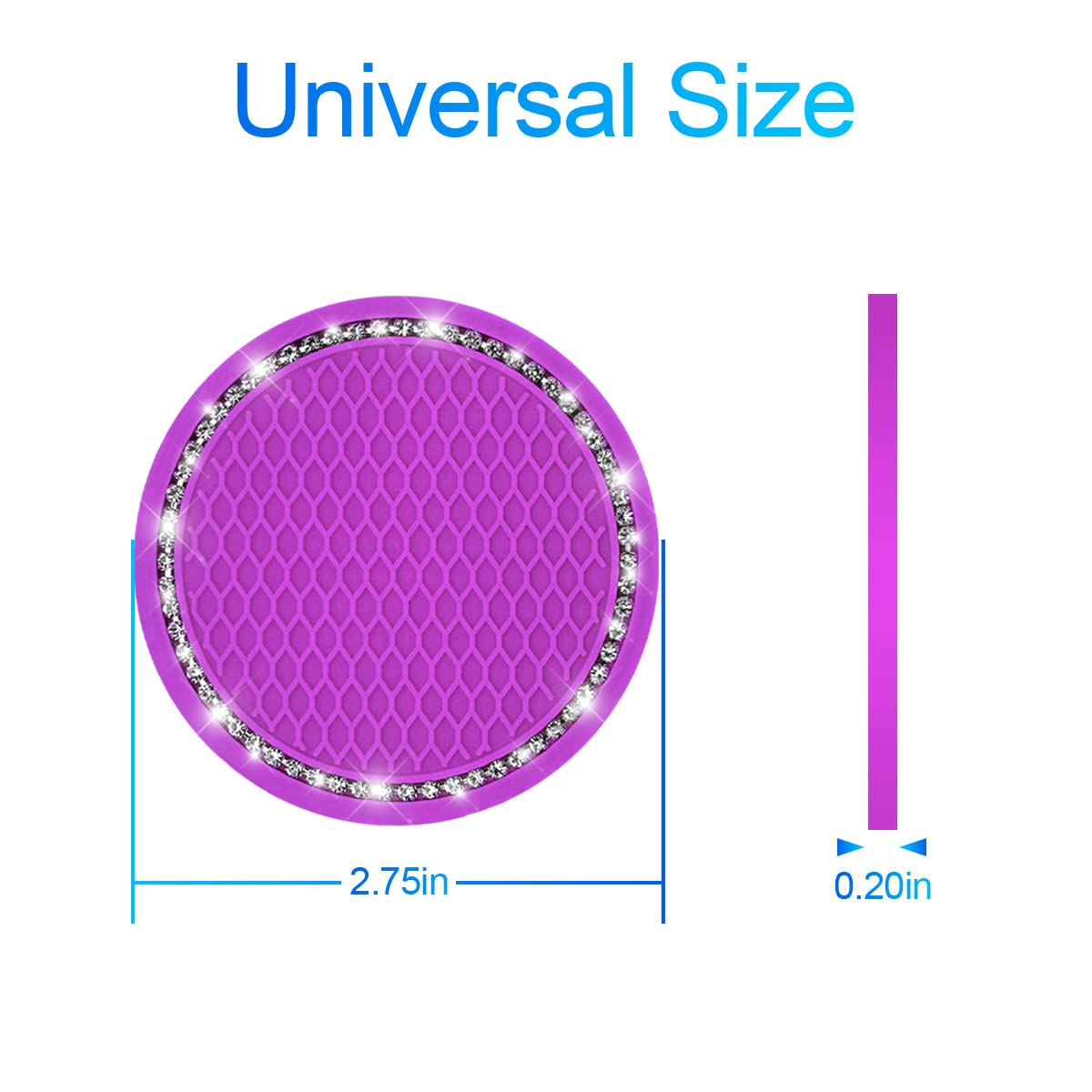 2 Pack Car Bling Cup Holder Coaster, 2.75 Inch Crystal Rhinestone Car Cup Holder Insert Coaster,Universal For Cars, Vehicles, Suvs, Car Interior Accessories For Women And Men (Purple)