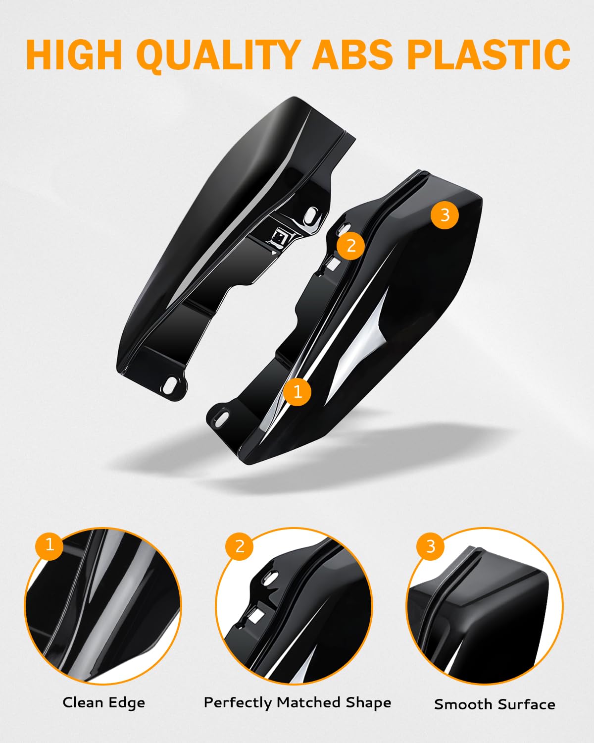 PBYMT Gloss Vivid Black Mid Frame Air Heat Deflectors Compatible for Harley Touring Street Glide Electra Glide Road King 2009-La