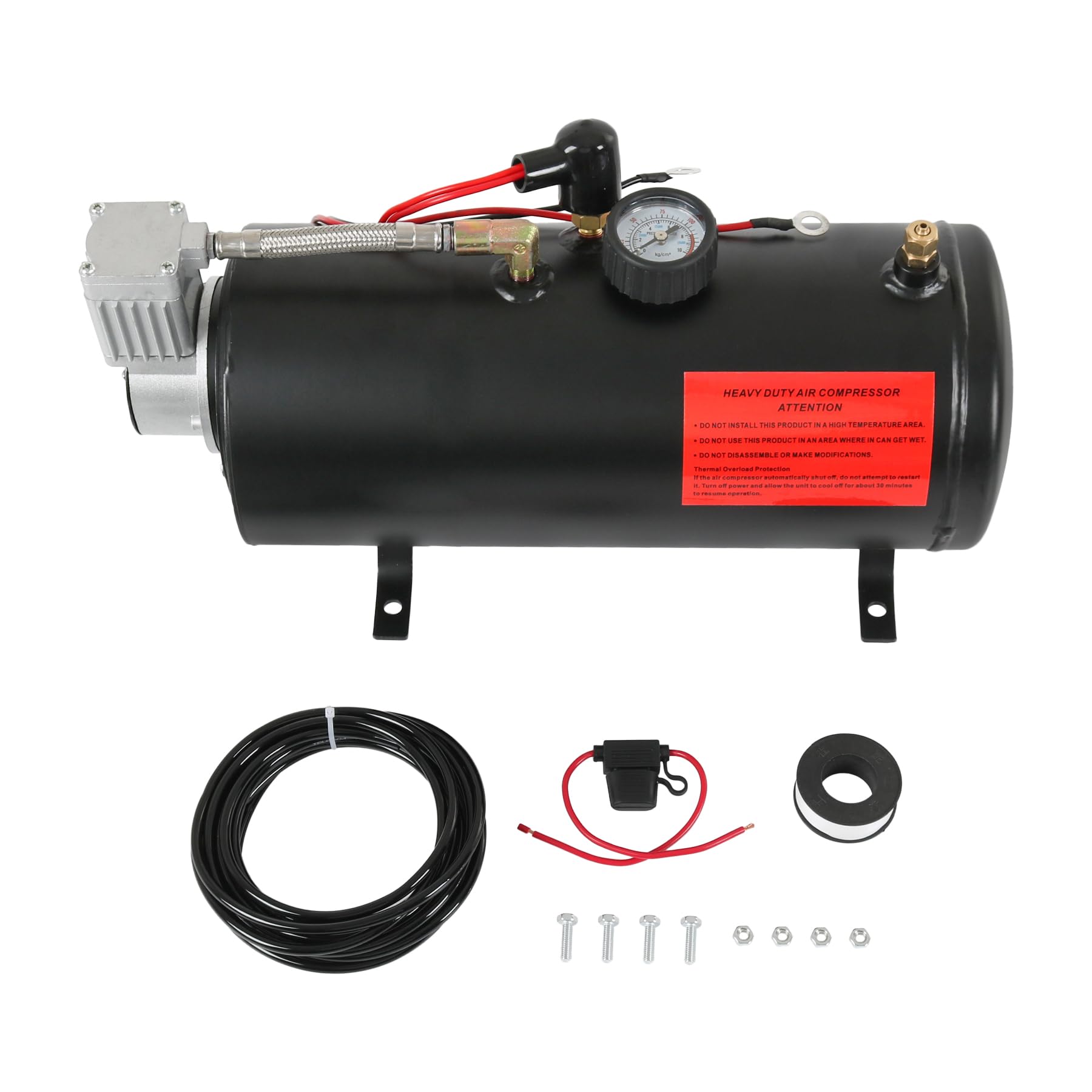 DC 12V MAX 150PSI Air Compressor Tank Pump with 3 Liter Tank 0.8 Gallon Portable Air Compressor Pump for Train Truck Pickup Moto