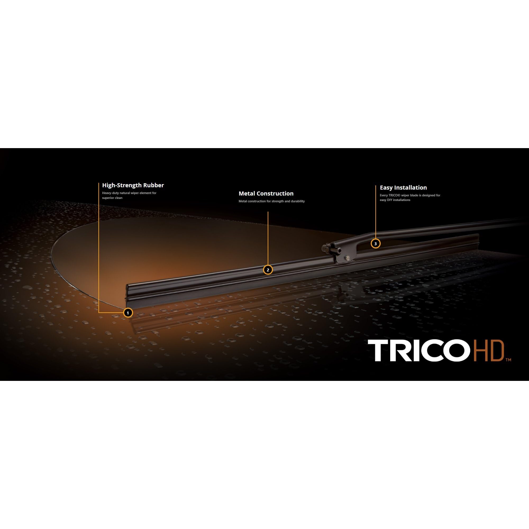 2 Wiper Set - Trico 61-180 18&quot; Wiper Blades Fit Heavy Duty Vehicles w/Flat Windshields & Saddle Attachment