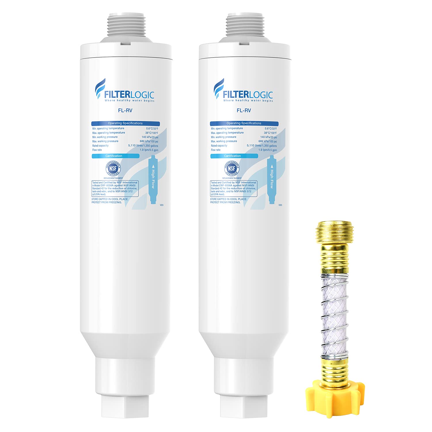 Filterlogic Rv Inline Water Filter, Nsf Certified, Reduces Chlorine, Bad Taste&Odor, Dedicated For Rvs, 2 Pack Drinking Filter W