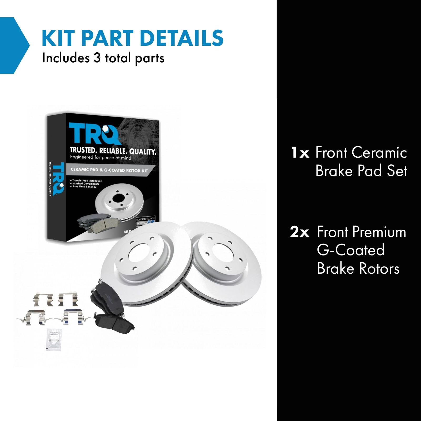 Trq Posi Ceramic Brake Pads & E-Coated Rotor Front Set For Nissan Altima And Hybrid