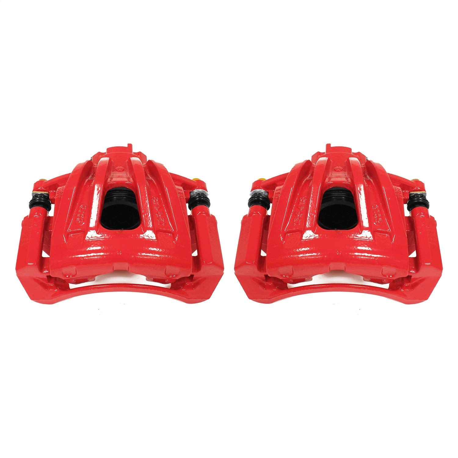 Power Stop Front S4844 Pair of High-Temp Red Powder Coated Calipers For Jeep Liberty 2002-2007 [Model Specific]