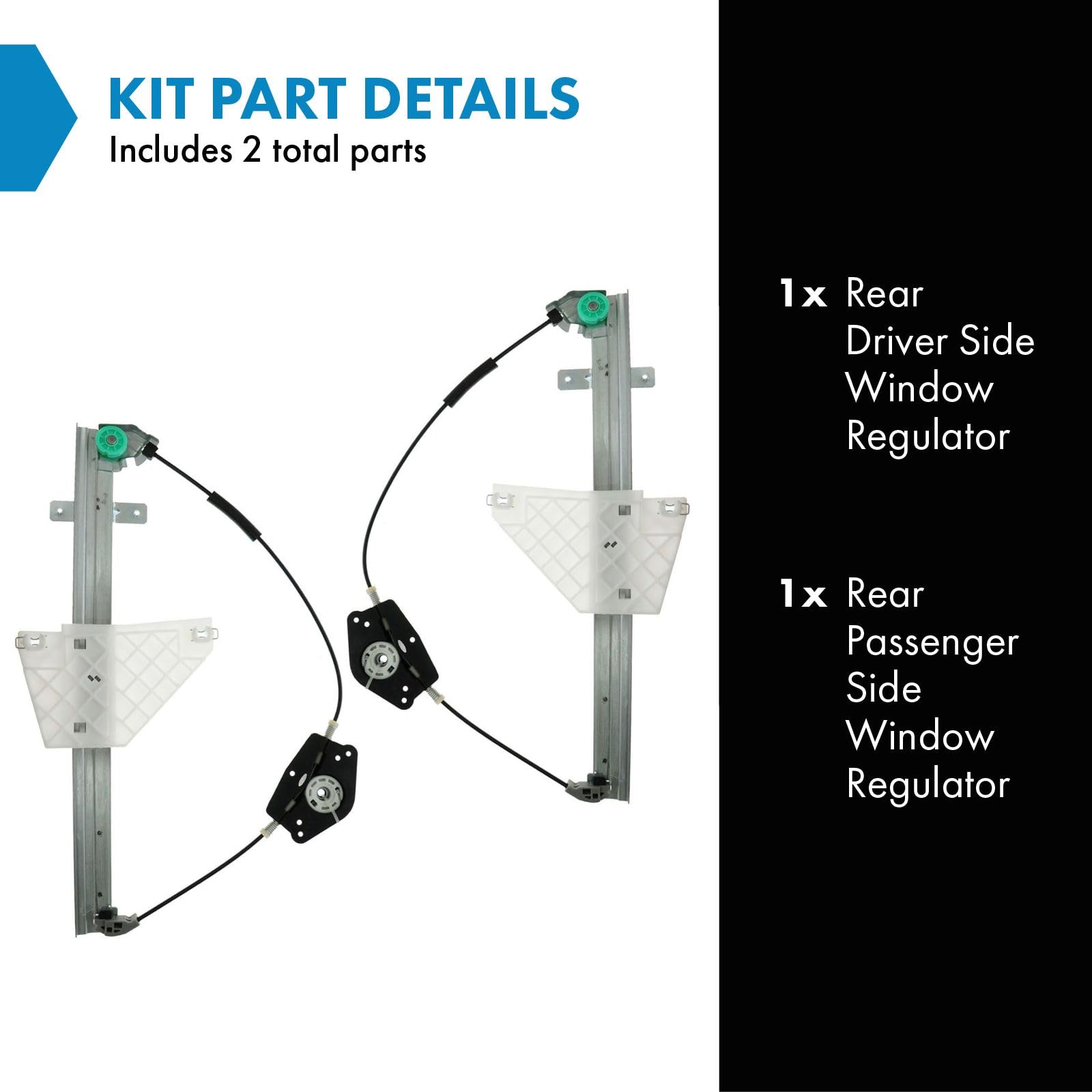 Trq Rear Power Window Regulator Set Compatible With 2001-2004 Jeep Grand Cherokee