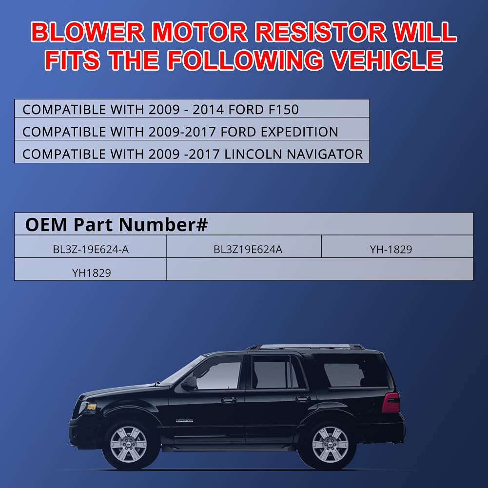 Wmphe Hvac Blower Motor Resistor Compatible With Ford Expedition Ford F150 Lincoln Navigator Replaces Oem Bl3Z-19E624-A Bl3Z19E6